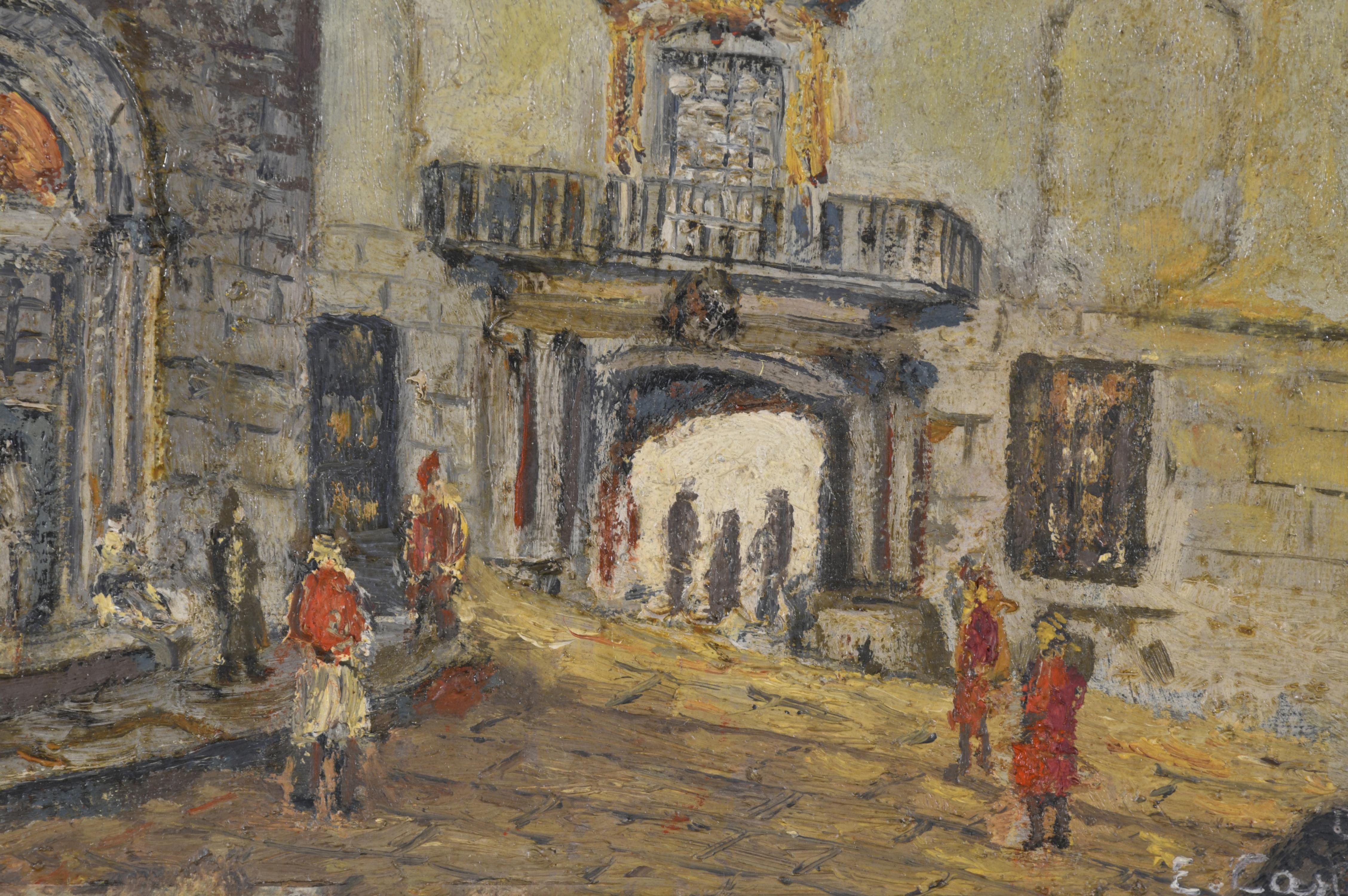 ESCUELA ESPAÑOLA, SIGLO XX. "Plaza con iglesia".