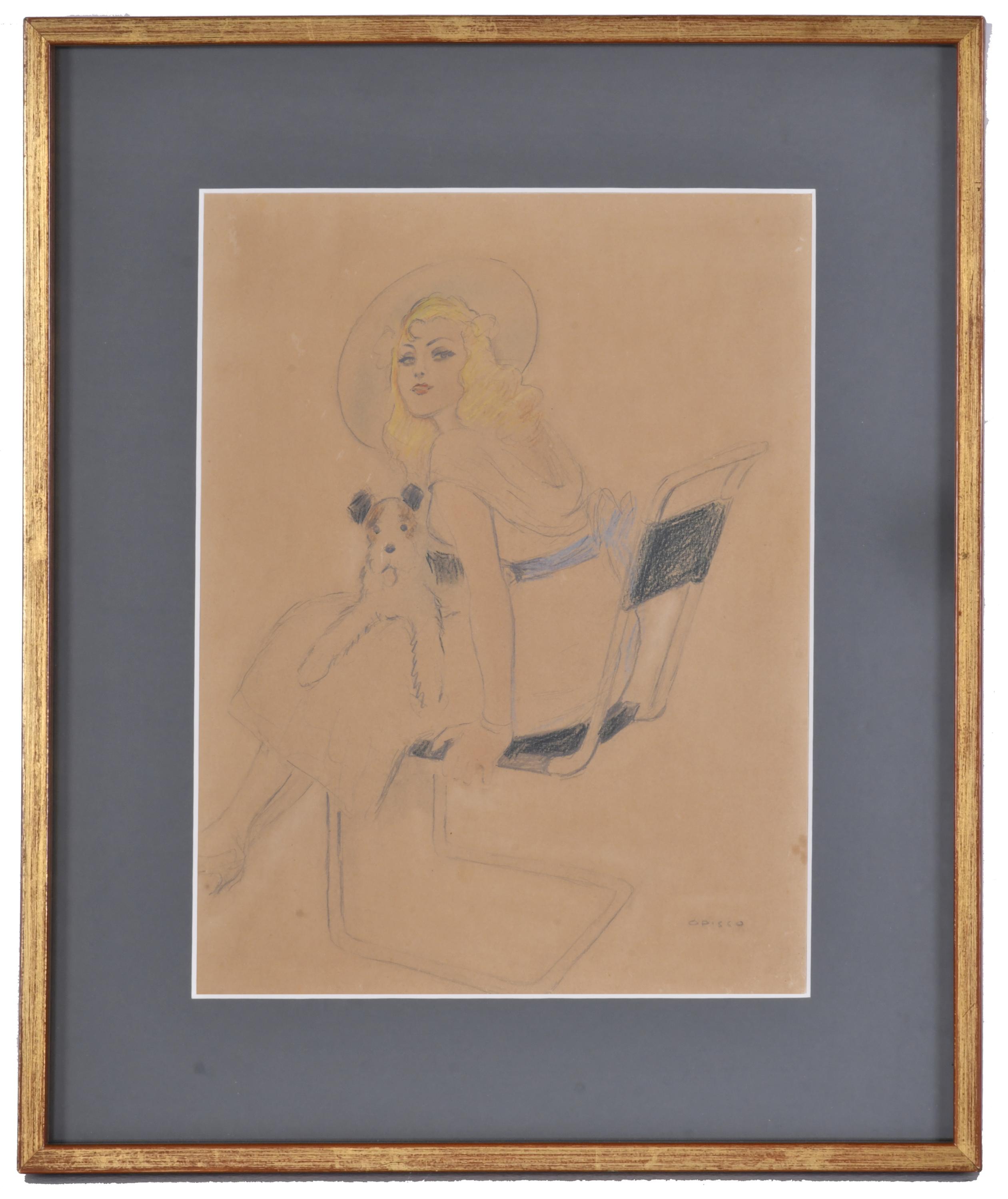 RICARD OPISSO (1880-1966). "Joven con terrier".