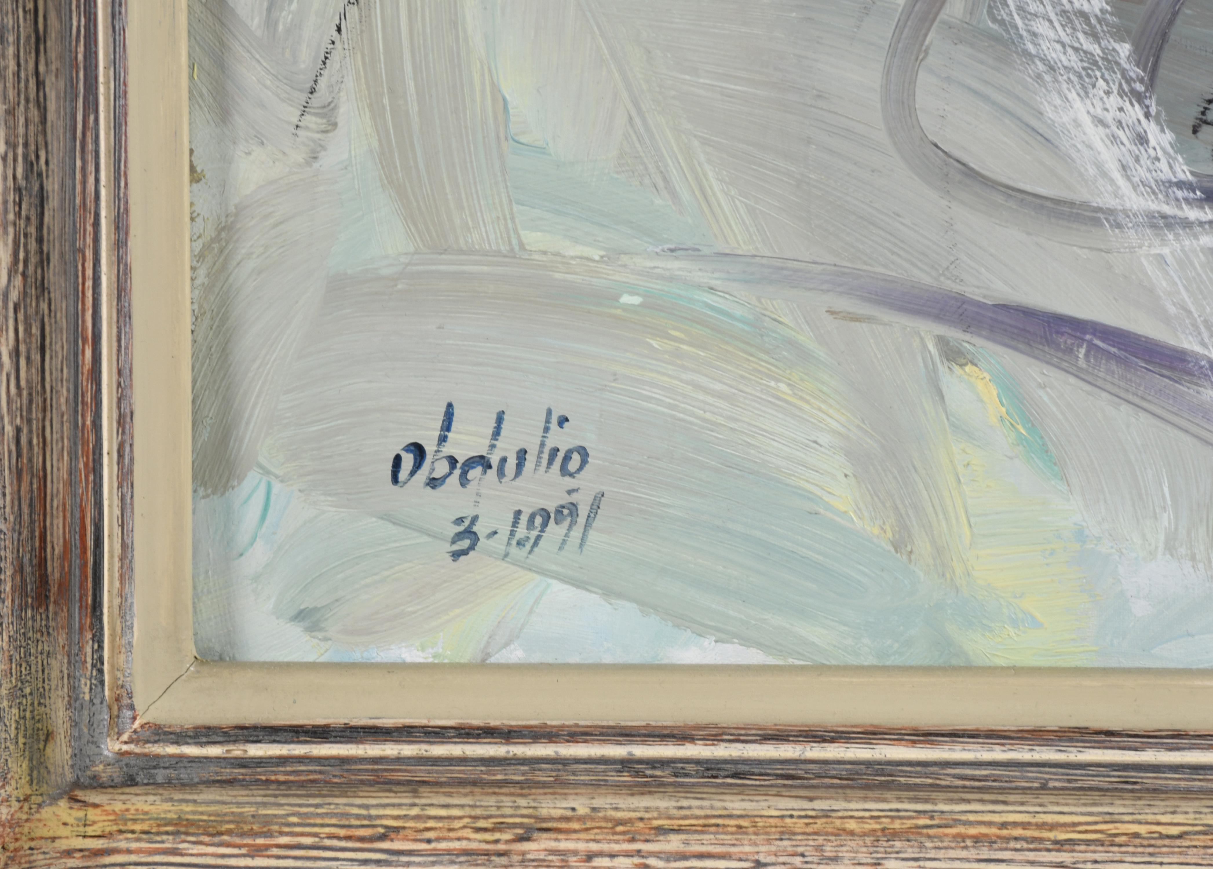 OBDULIO FUERTES SANCHEZ (1944).  Pareja de obras, "Gallo", 
