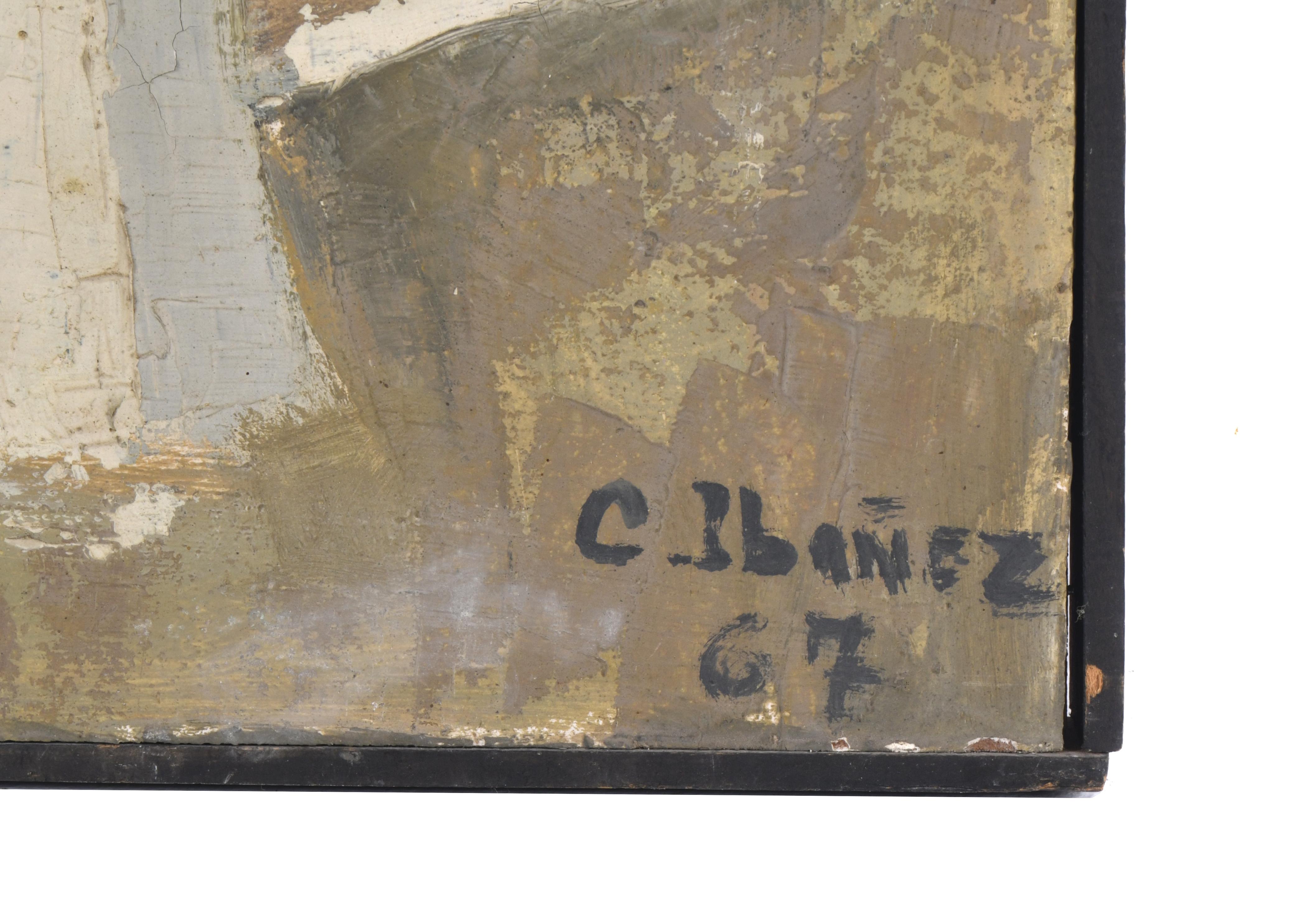 CONCHA IBAÑEZ (1929). "Paisaje con casas", 1967.