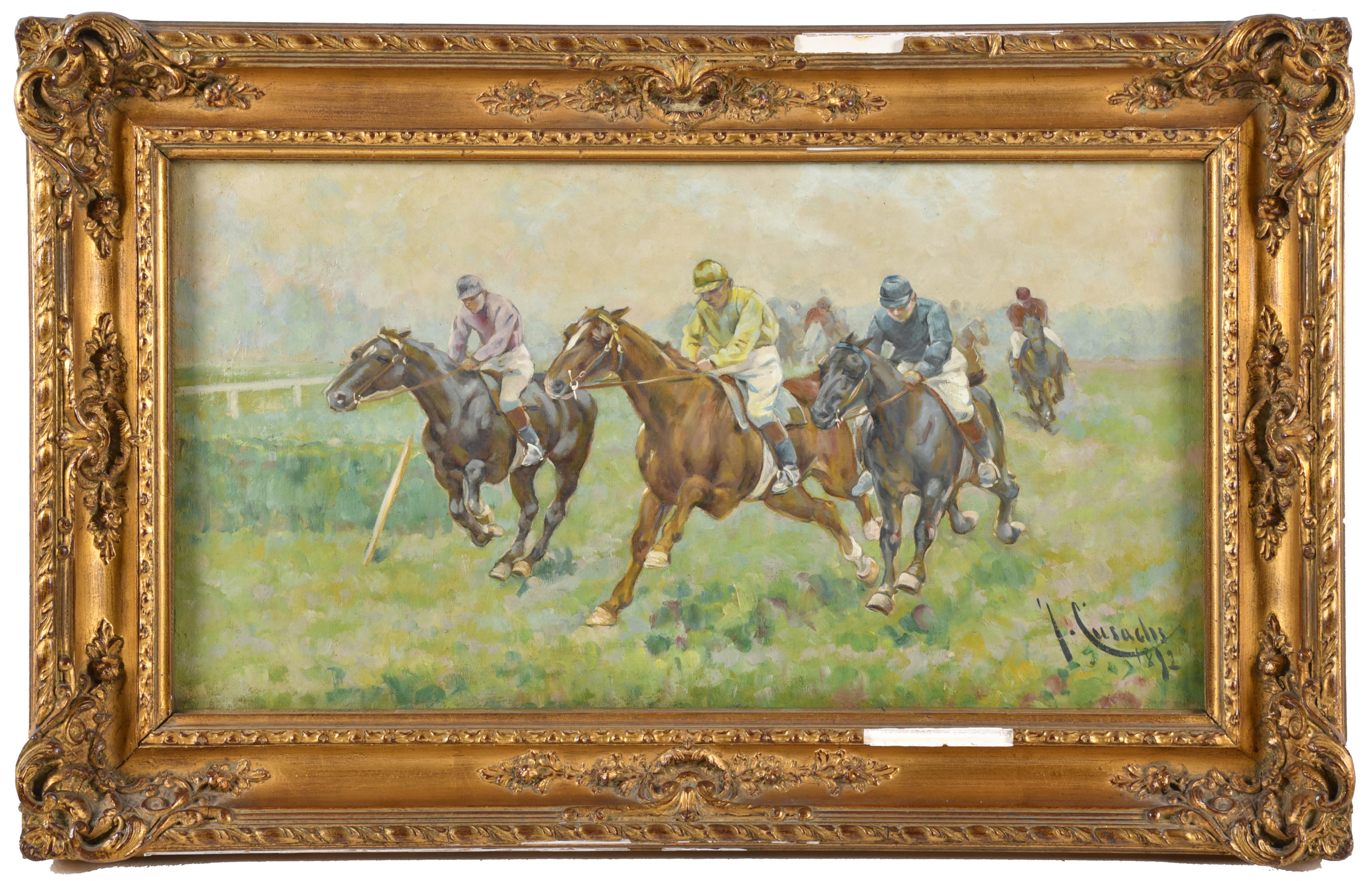 ESCUELA ESPAÑOLA, SIGLO XIX-XX. "Carrera caballos", a parti