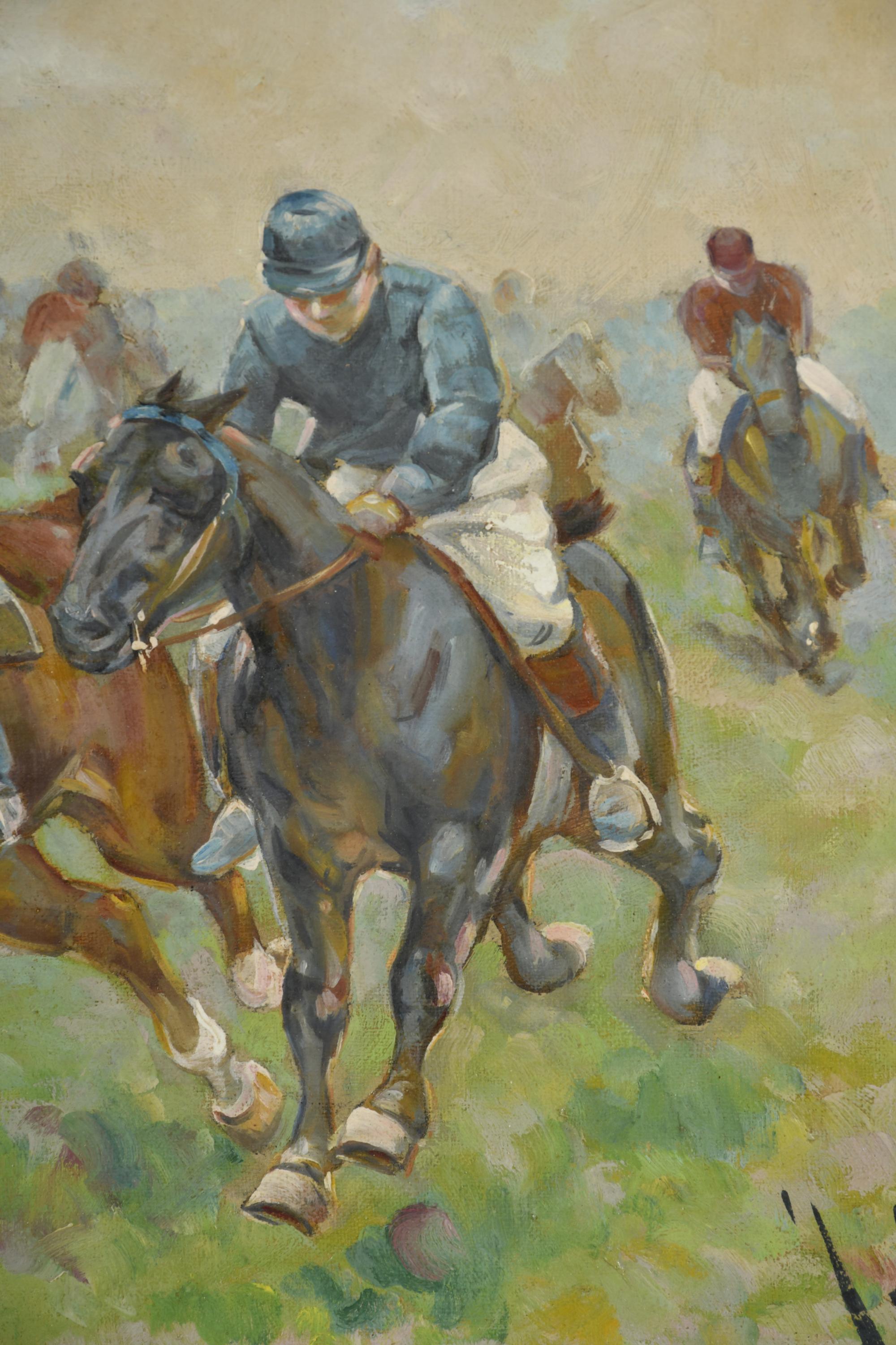 ESCUELA ESPAÑOLA, SIGLO XIX-XX. "Carrera caballos", a parti