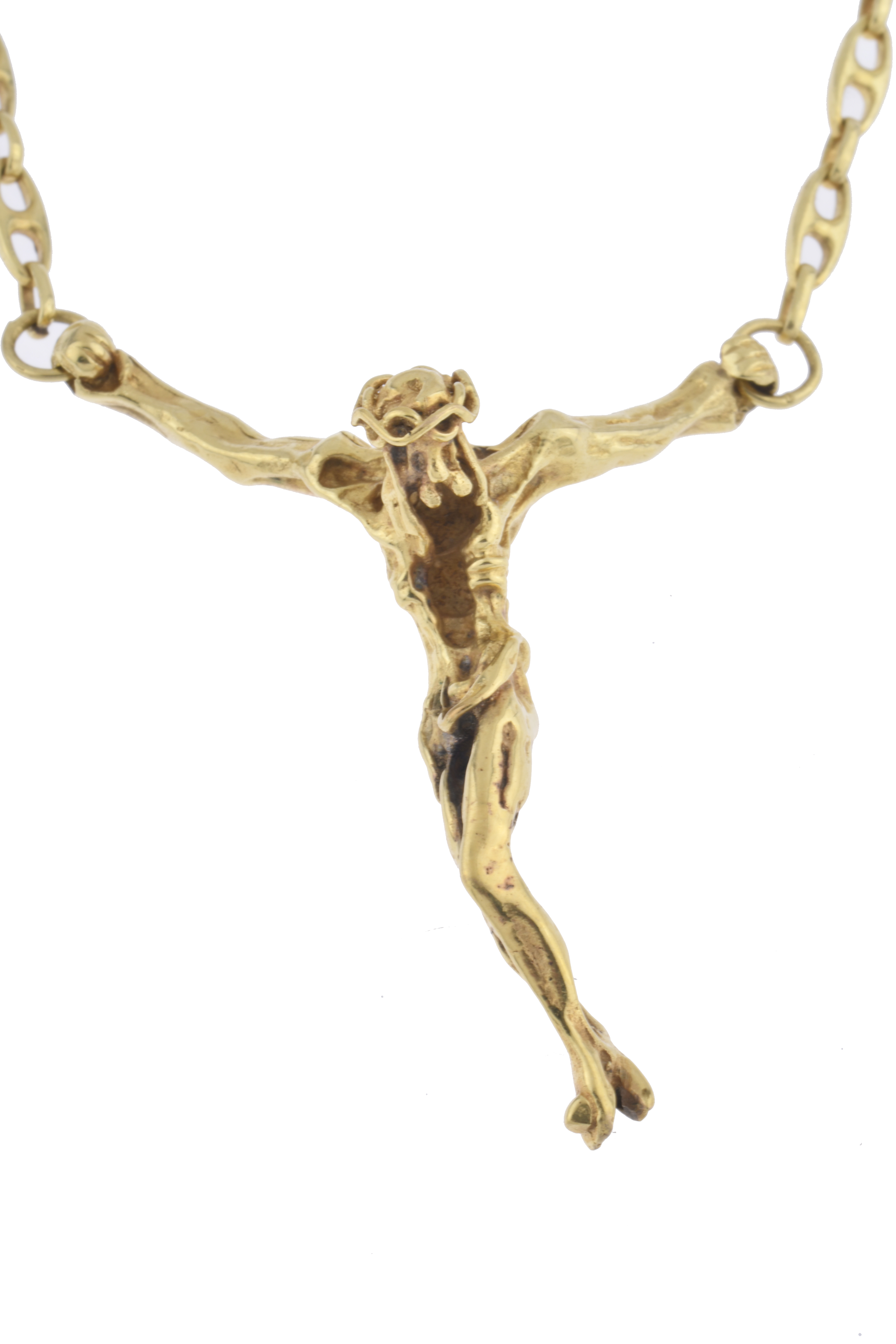 Colgante en forma de Cristo y cadena de eslabones.