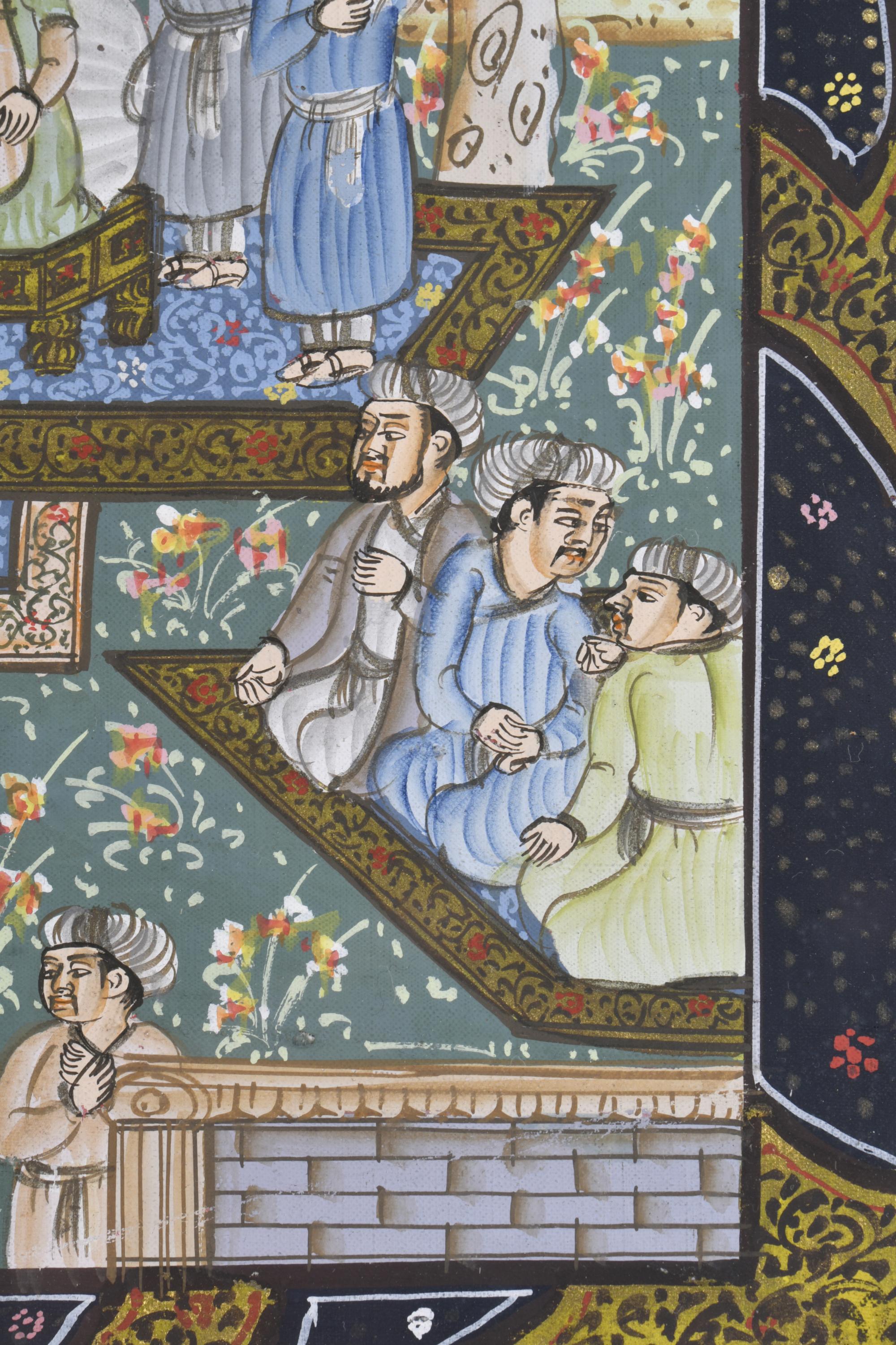 ESCUELA PERSA, MED, SIGLO XIX.  "Escena cortesana".
