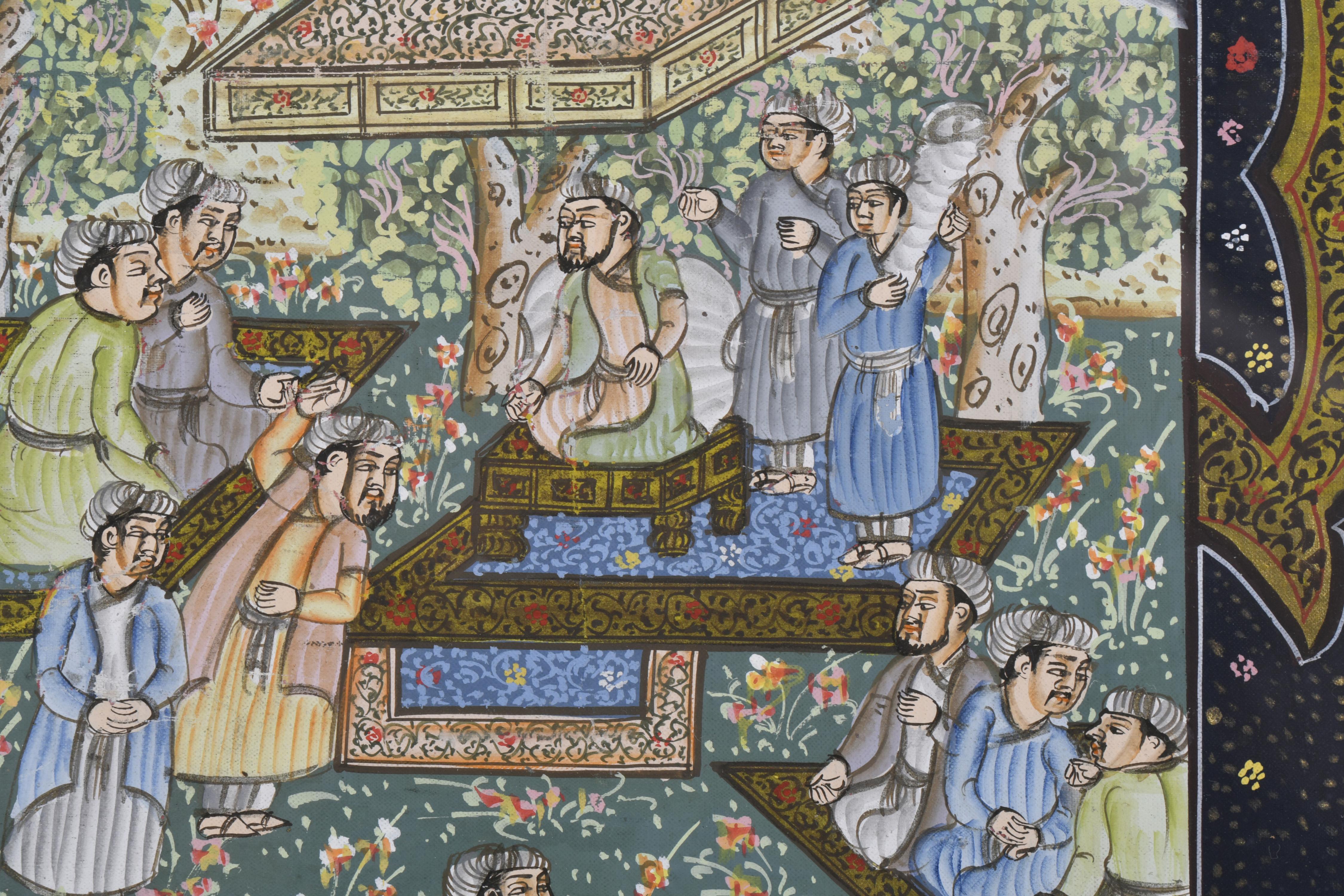 ESCUELA PERSA, MED, SIGLO XIX.  "Escena cortesana".