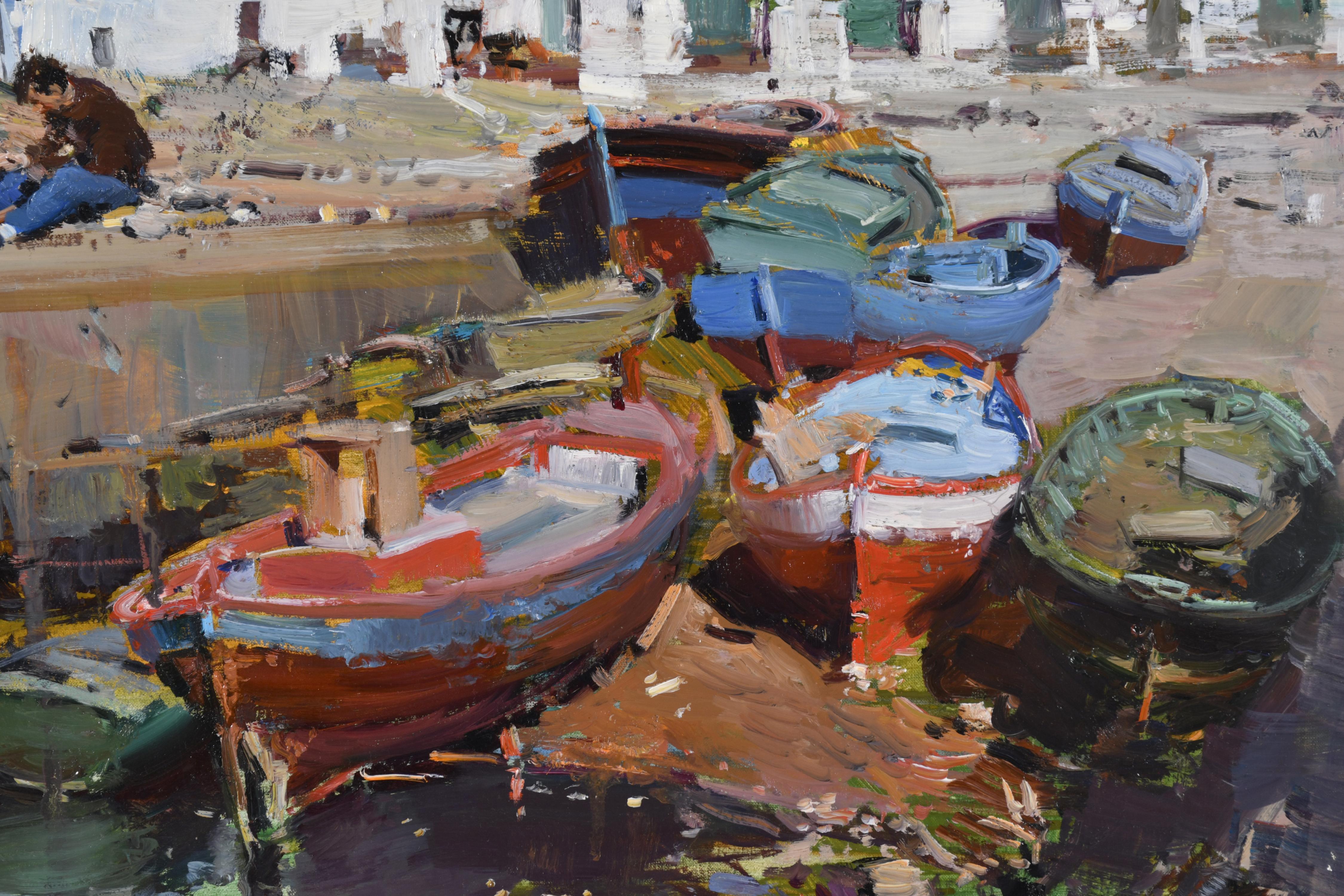 IGNACIO GIL (1913-2003). "Barcas y pescadores".