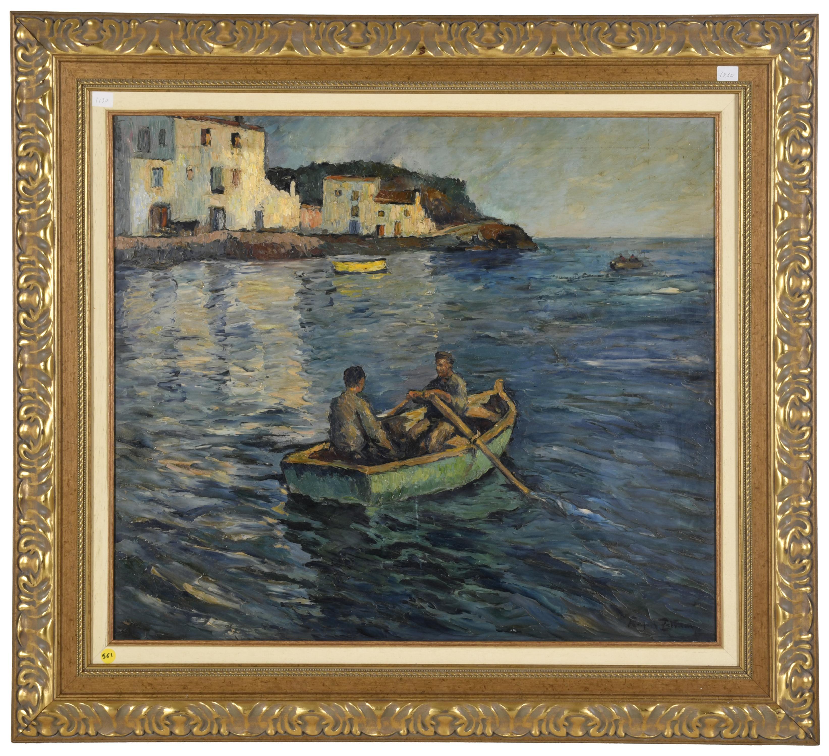 RAFAEL ESTRANY Y ROS (1884-1958). "Pescadores en la barca".