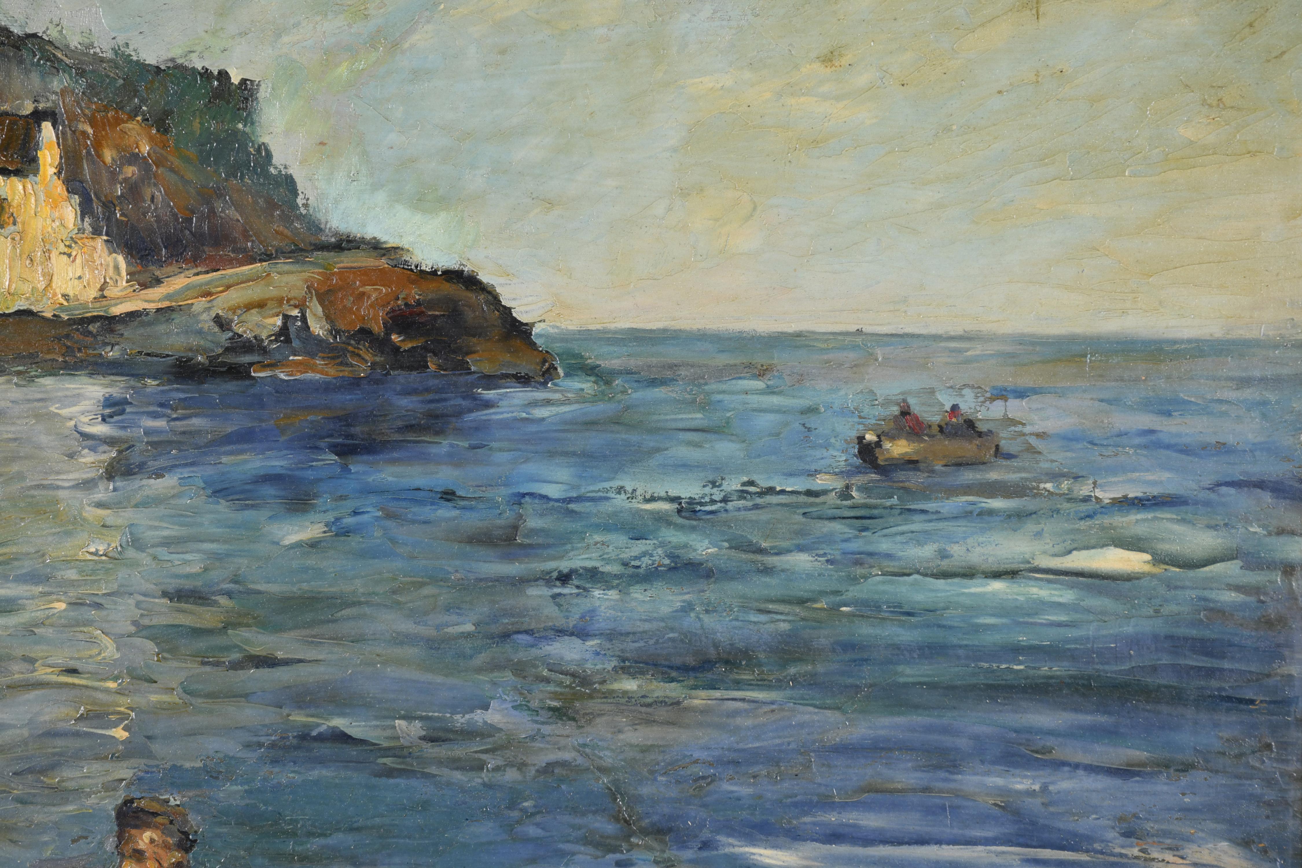 RAFAEL ESTRANY Y ROS (1884-1958). "Pescadores en la barca".