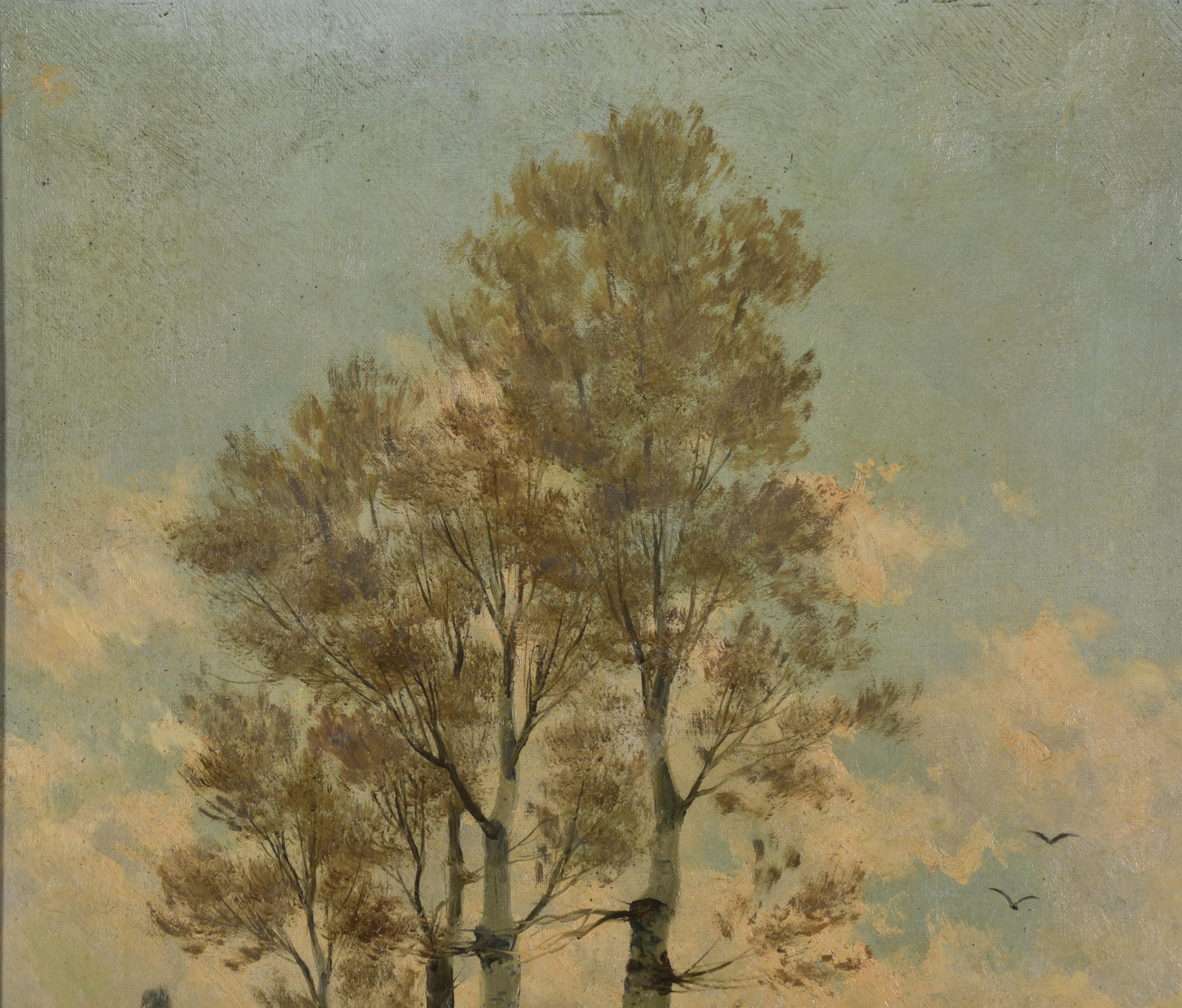 ESCUELA ESPAÑOLA, SIGLO XIX-XX. G.F. DIEZ "Paisaje fluvial"