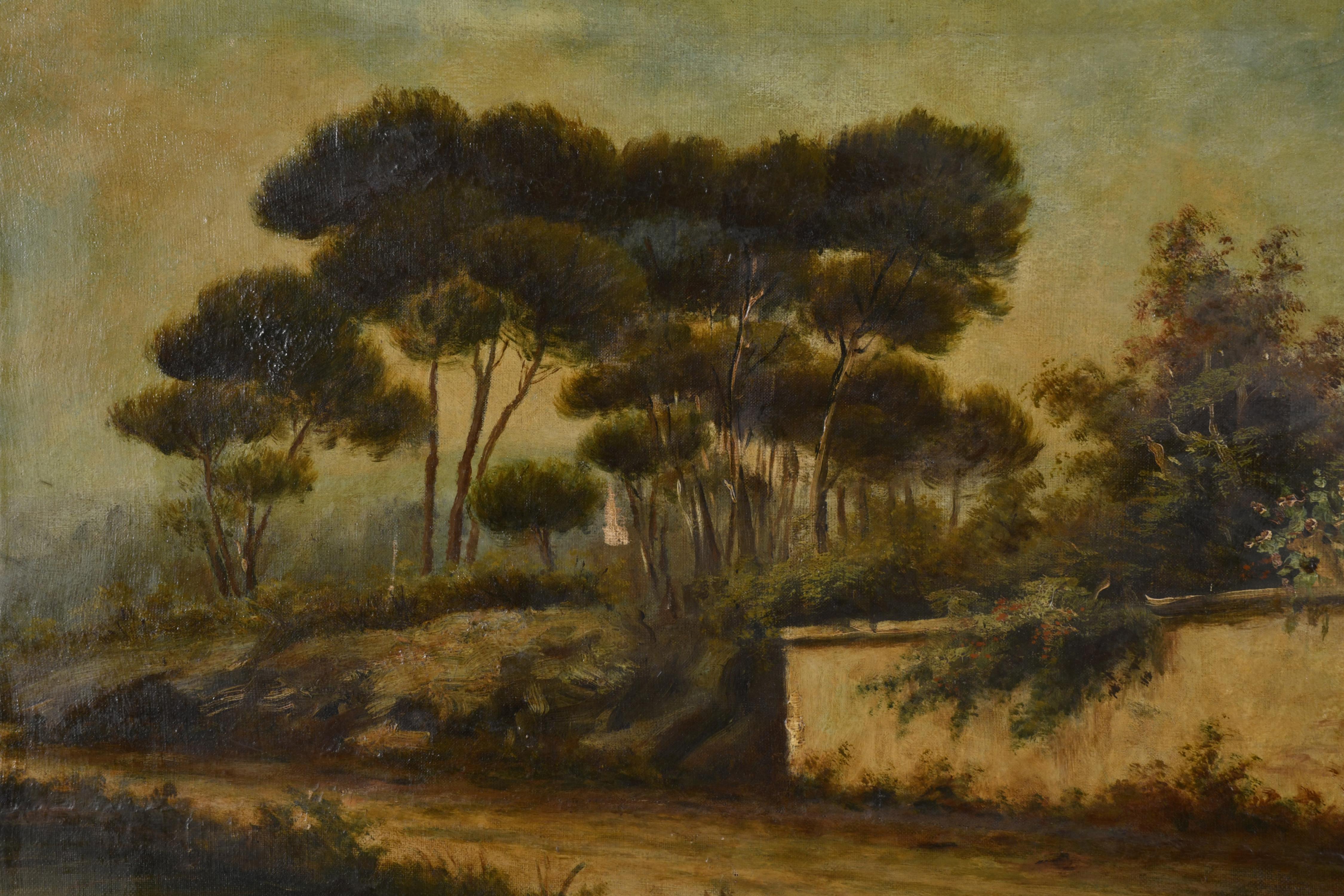 ESCUELA ESPAÑOLA, PPS. SIGLO XX. "Paisaje con casas y río".