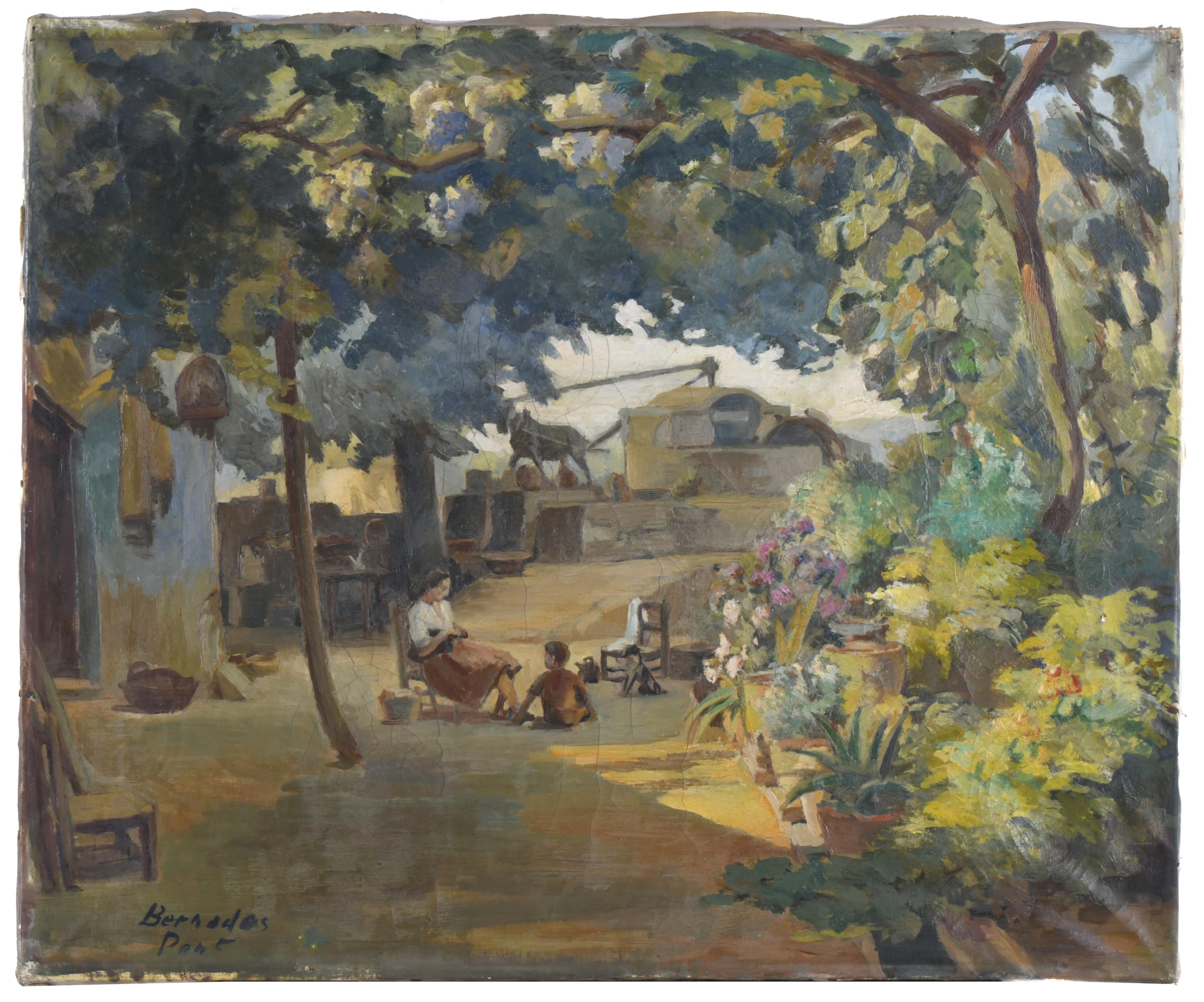 JAUME BERNADES PONT (1910-1973).  "Escena familiar".
