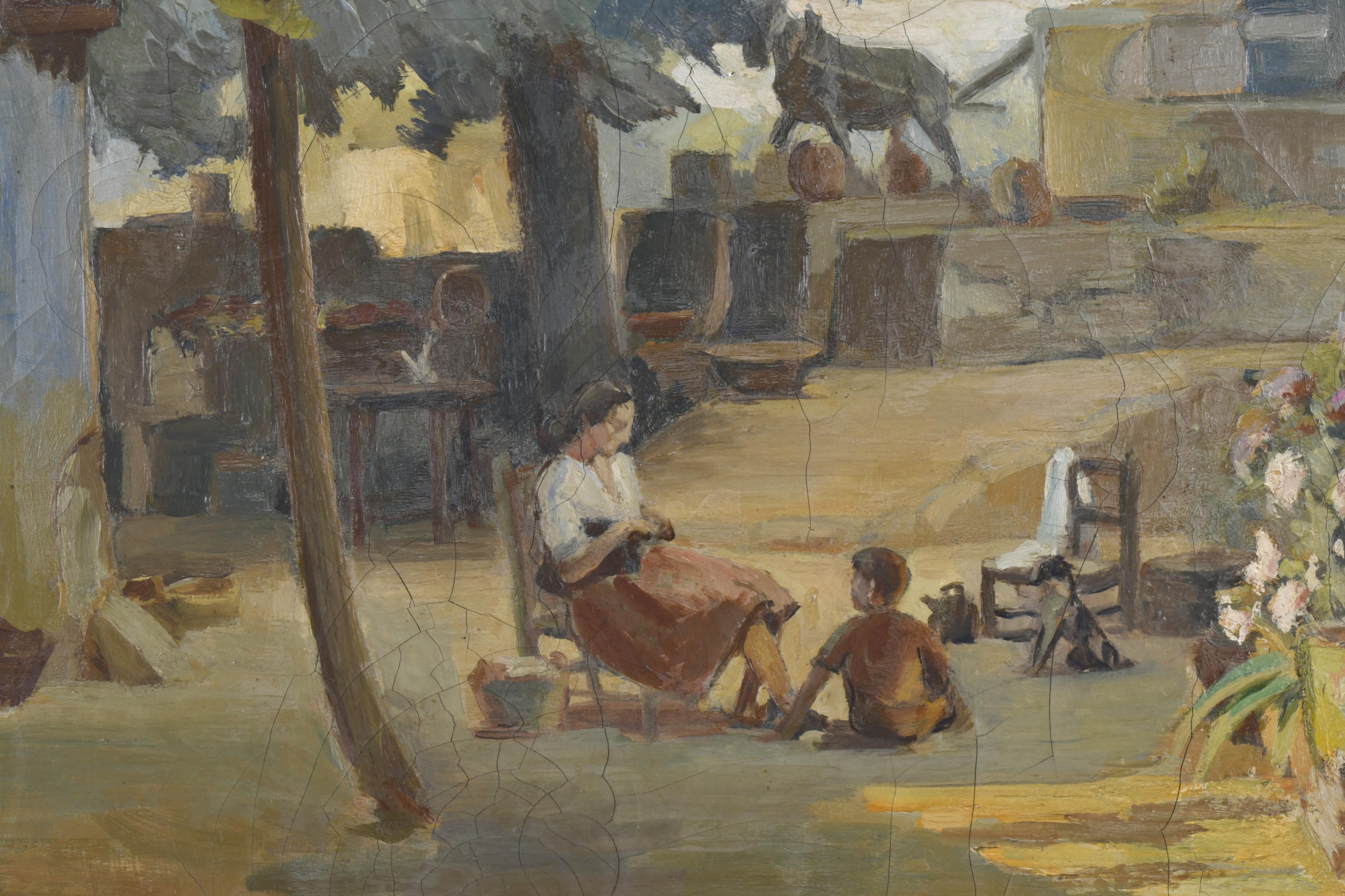 JAUME BERNADES PONT (1910-1973).  "Escena familiar".