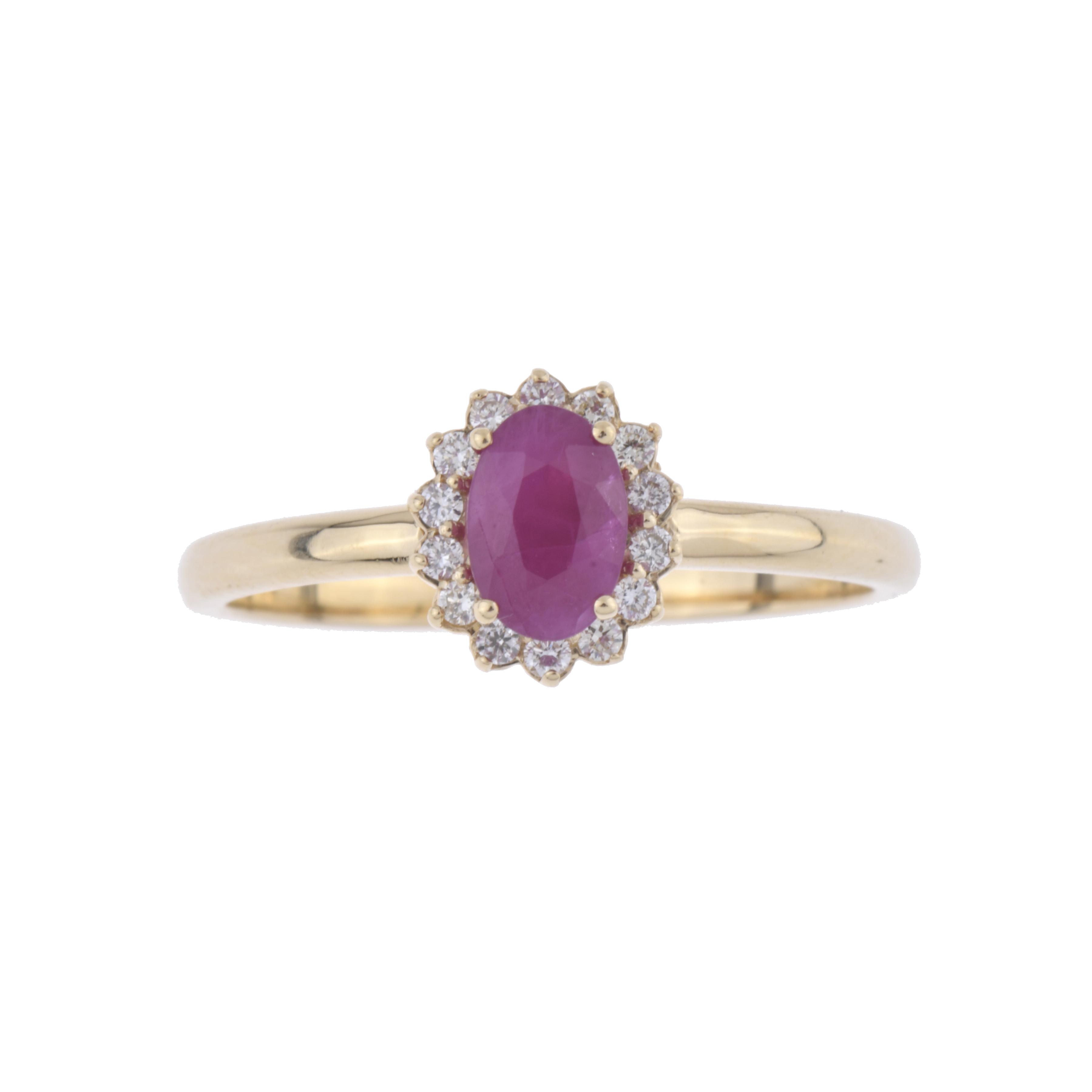 Anillo con rubí y rosetón de diamantes.