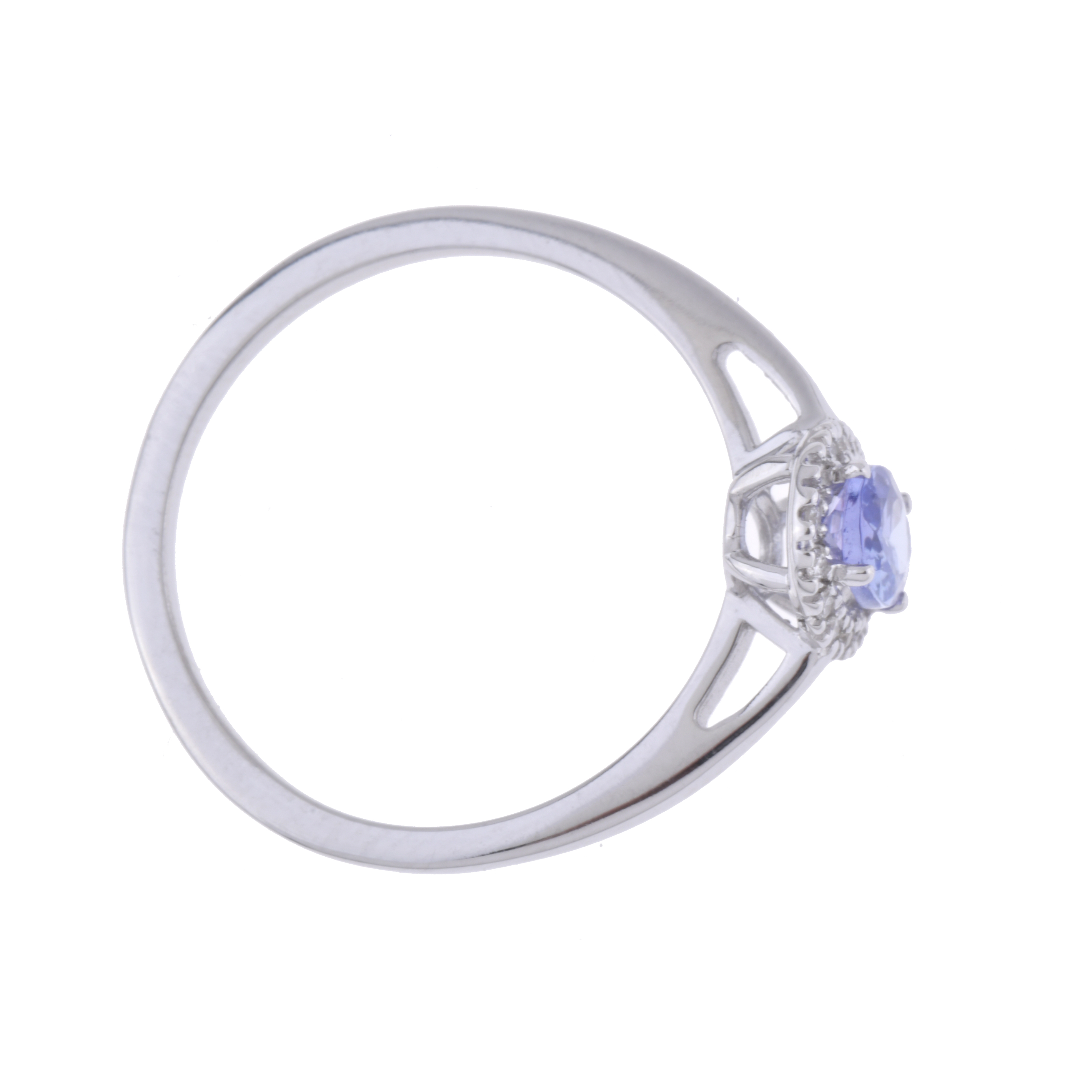 Sortija con tanzanita y rosetón de diamantes.