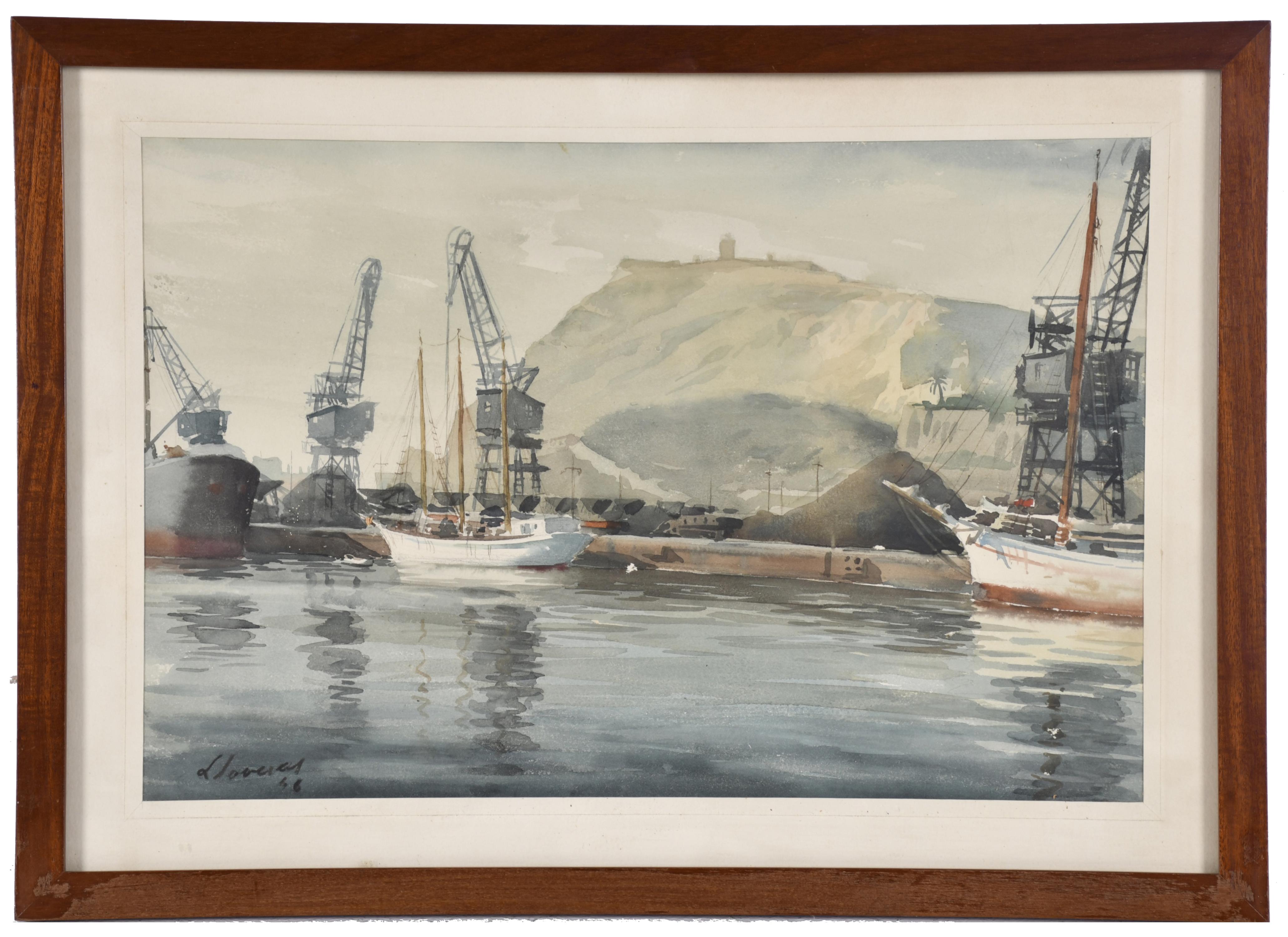 FREDERIC LLOVERAS HERRERA (1912-1983). "Puerto Barcelona y 