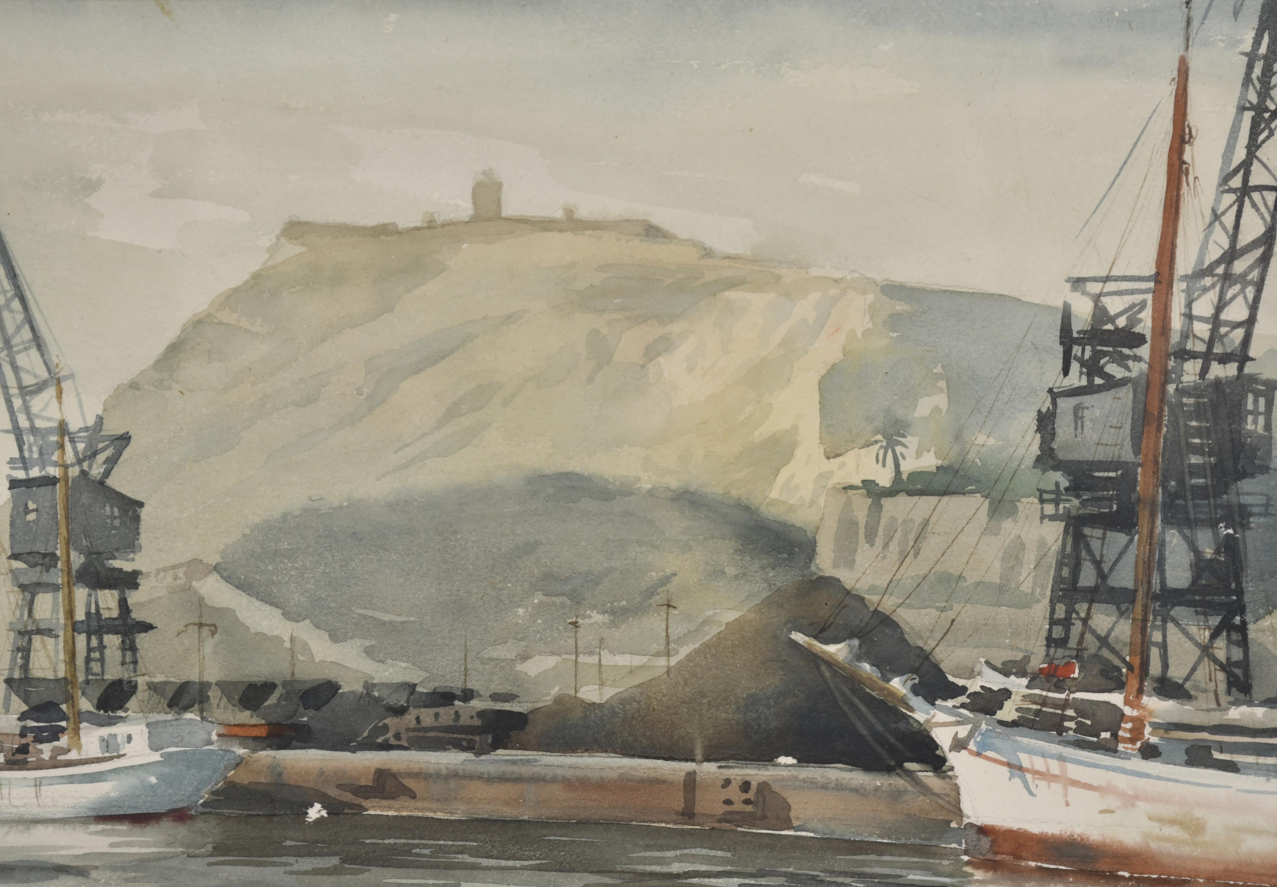 FREDERIC LLOVERAS HERRERA (1912-1983). "Puerto Barcelona y 