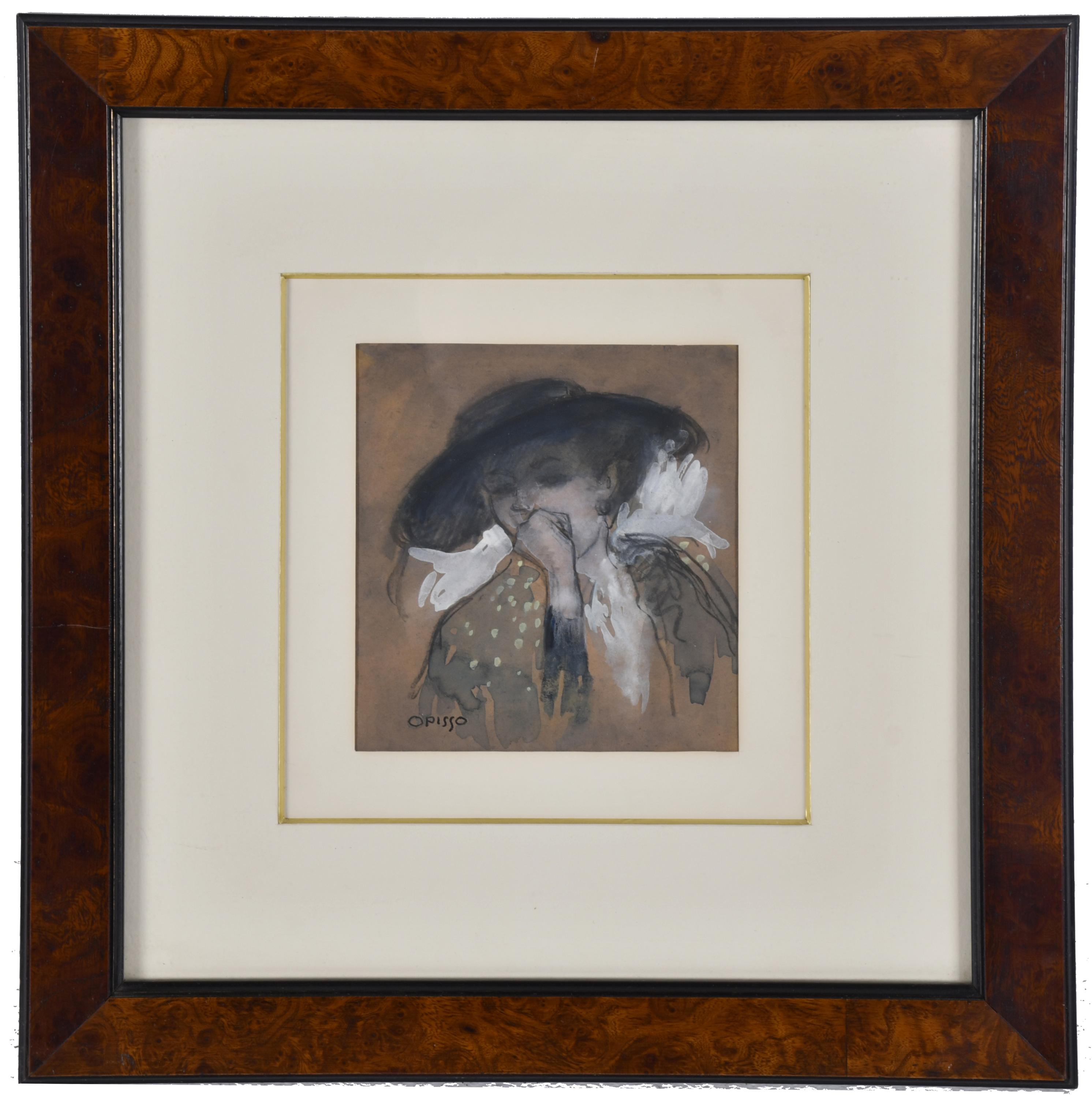 RICARD OPISSO (1880-1966). "Retrato femenino con sombrero".
