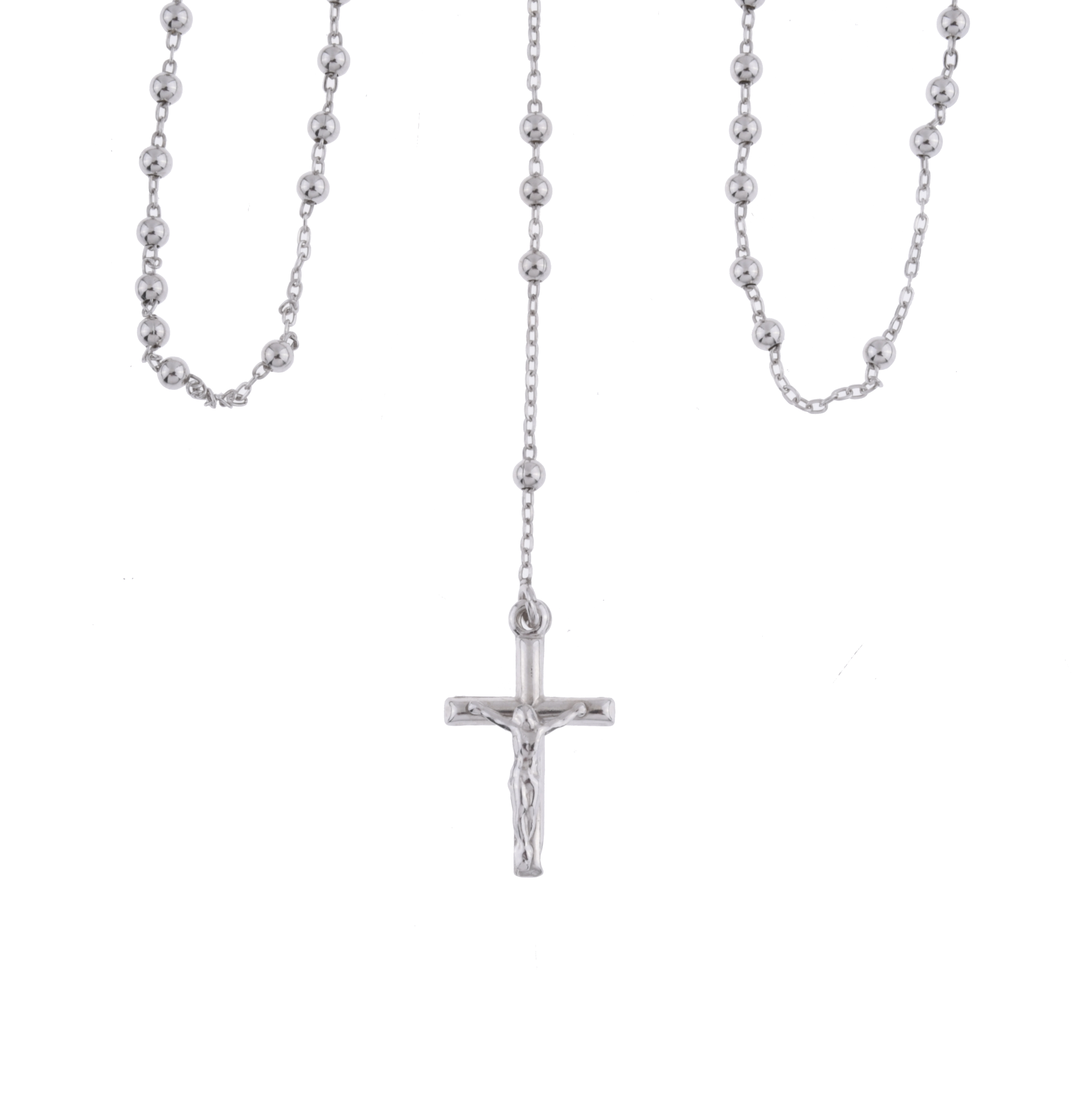 Rosario con imágen de la virgen y cruz colgante.