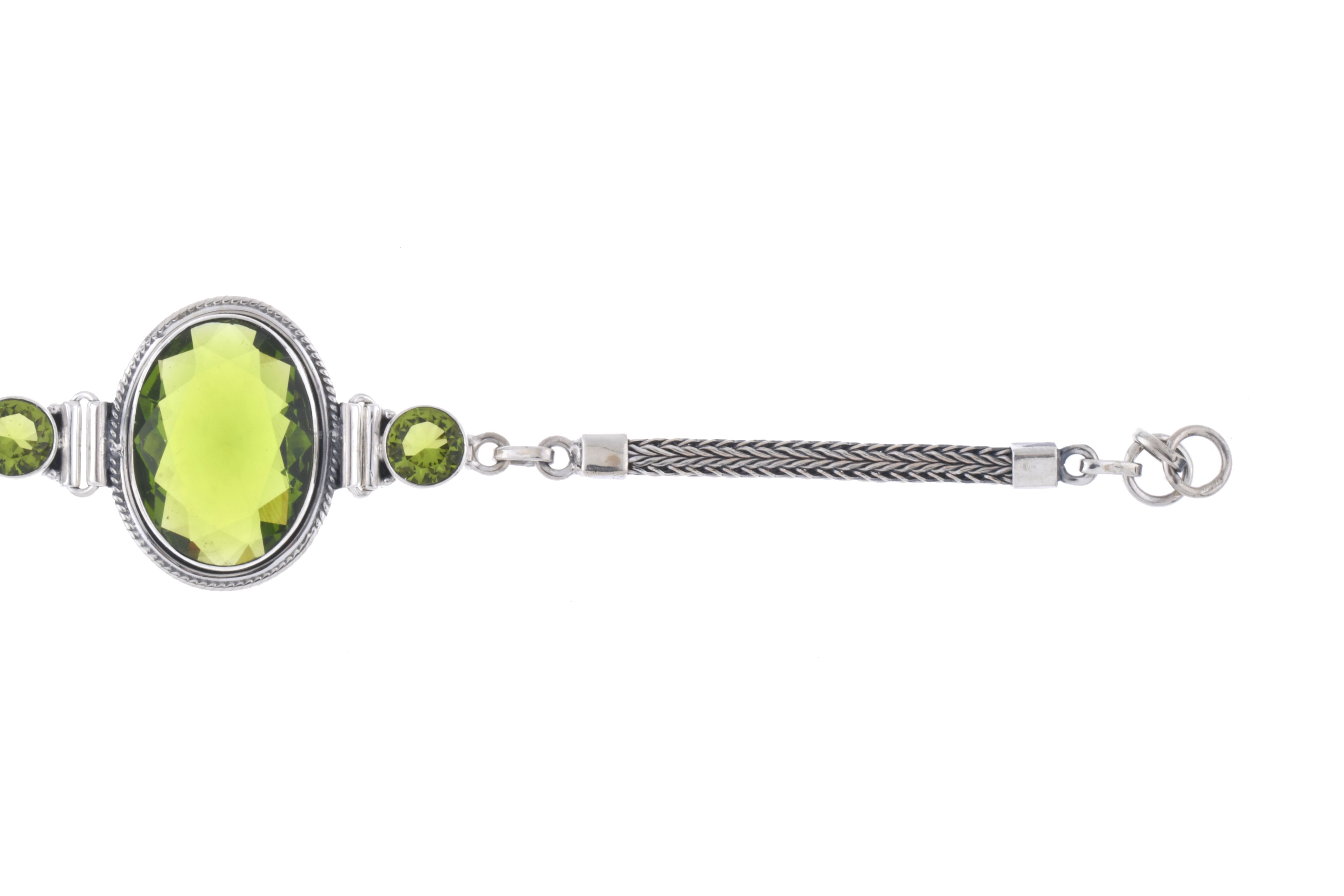 Pulsera flexible con olivinas.