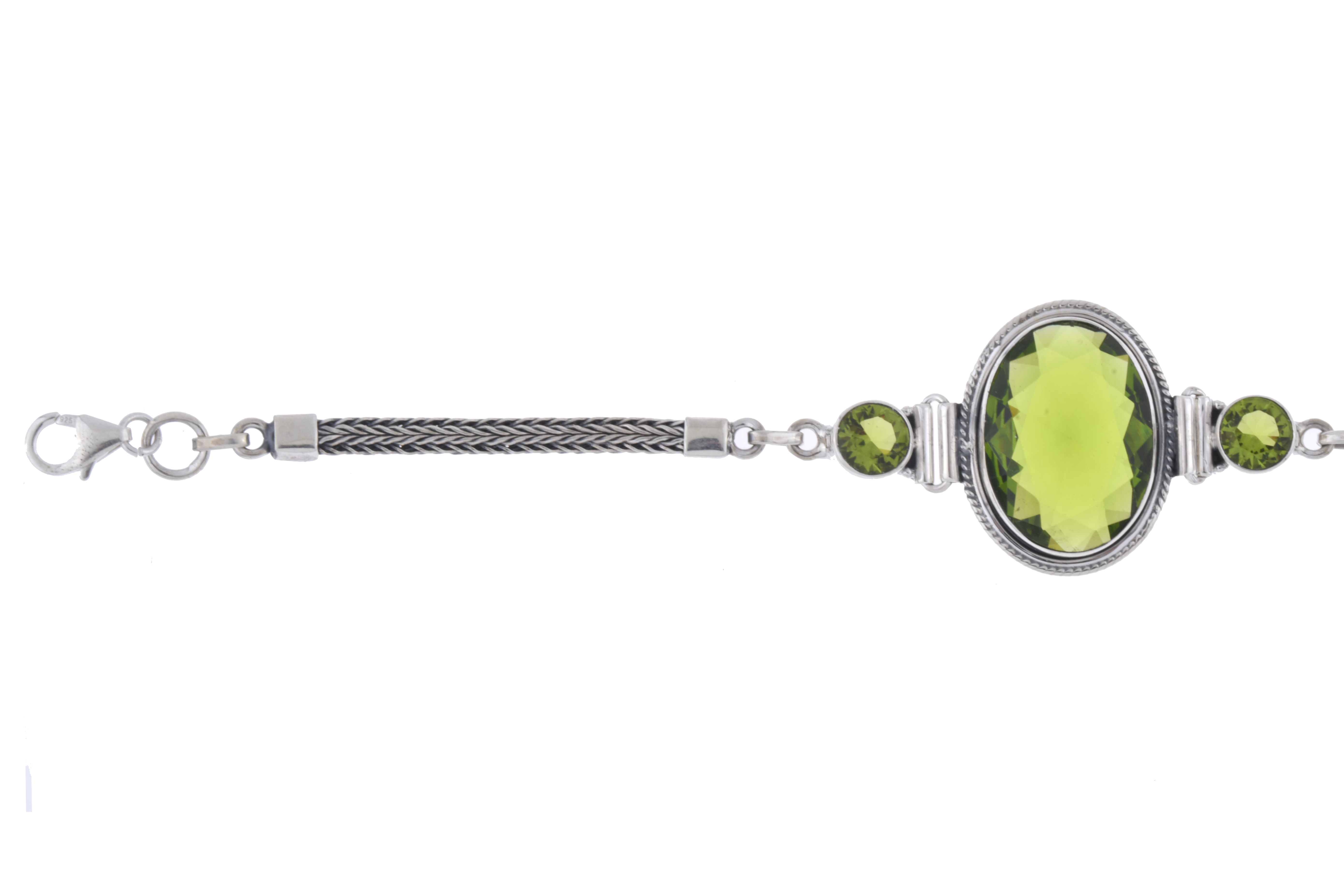 Pulsera flexible con olivinas.
