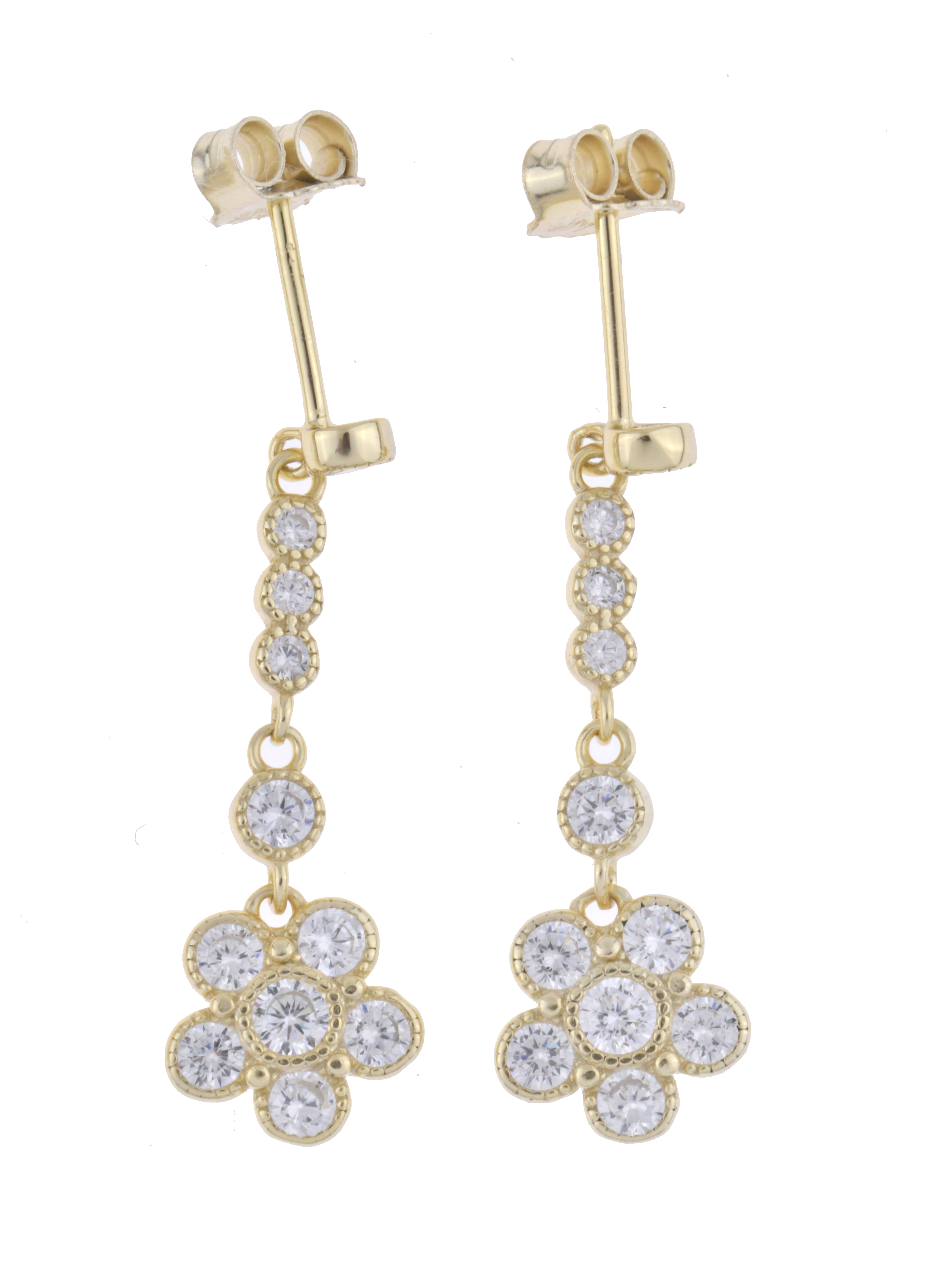 Lote de tres pares de pendientes con motivos florales.