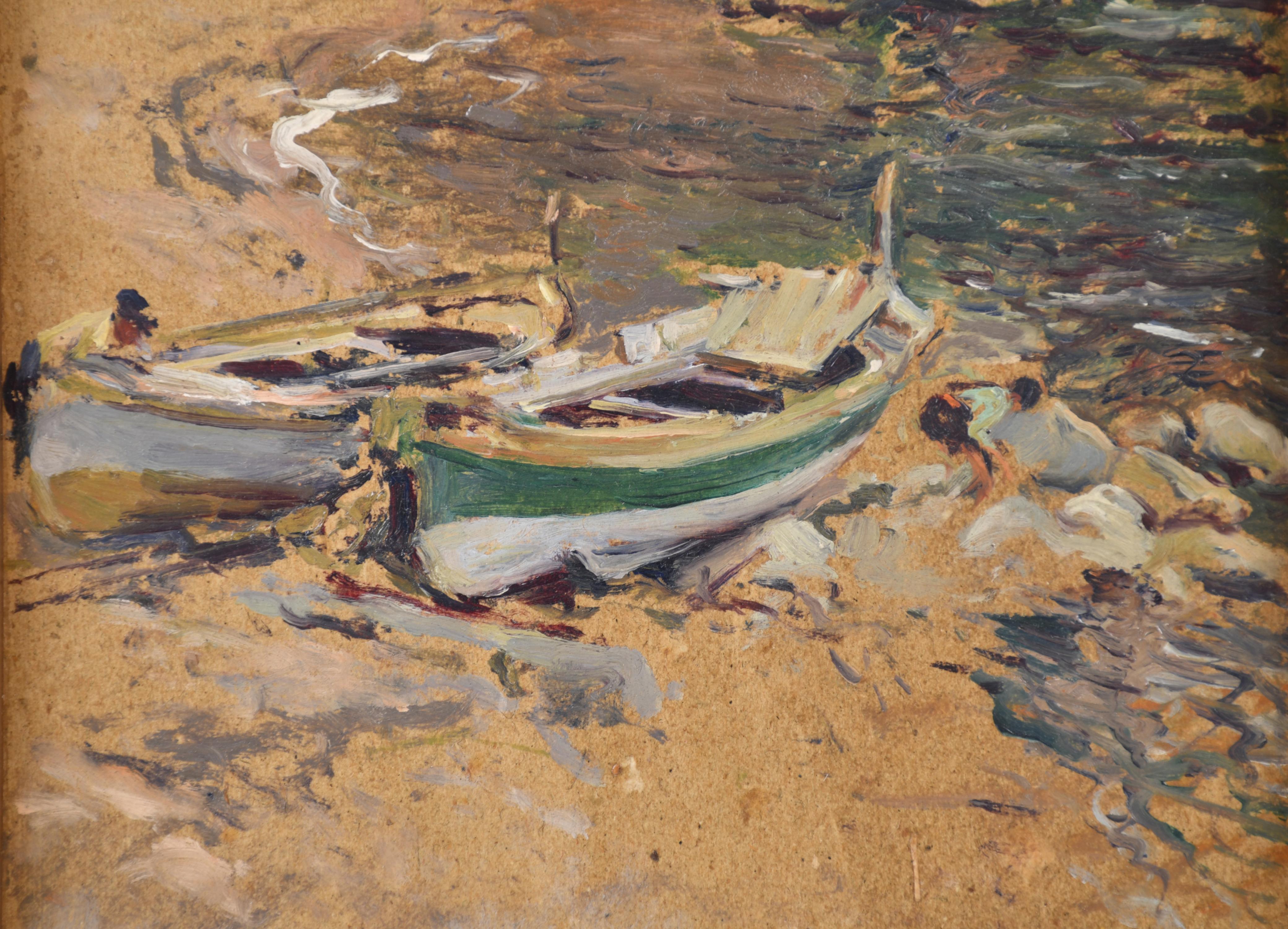 SEGUNDO MATILLA MARINA (1862-1937). "Barcas en la orilla".