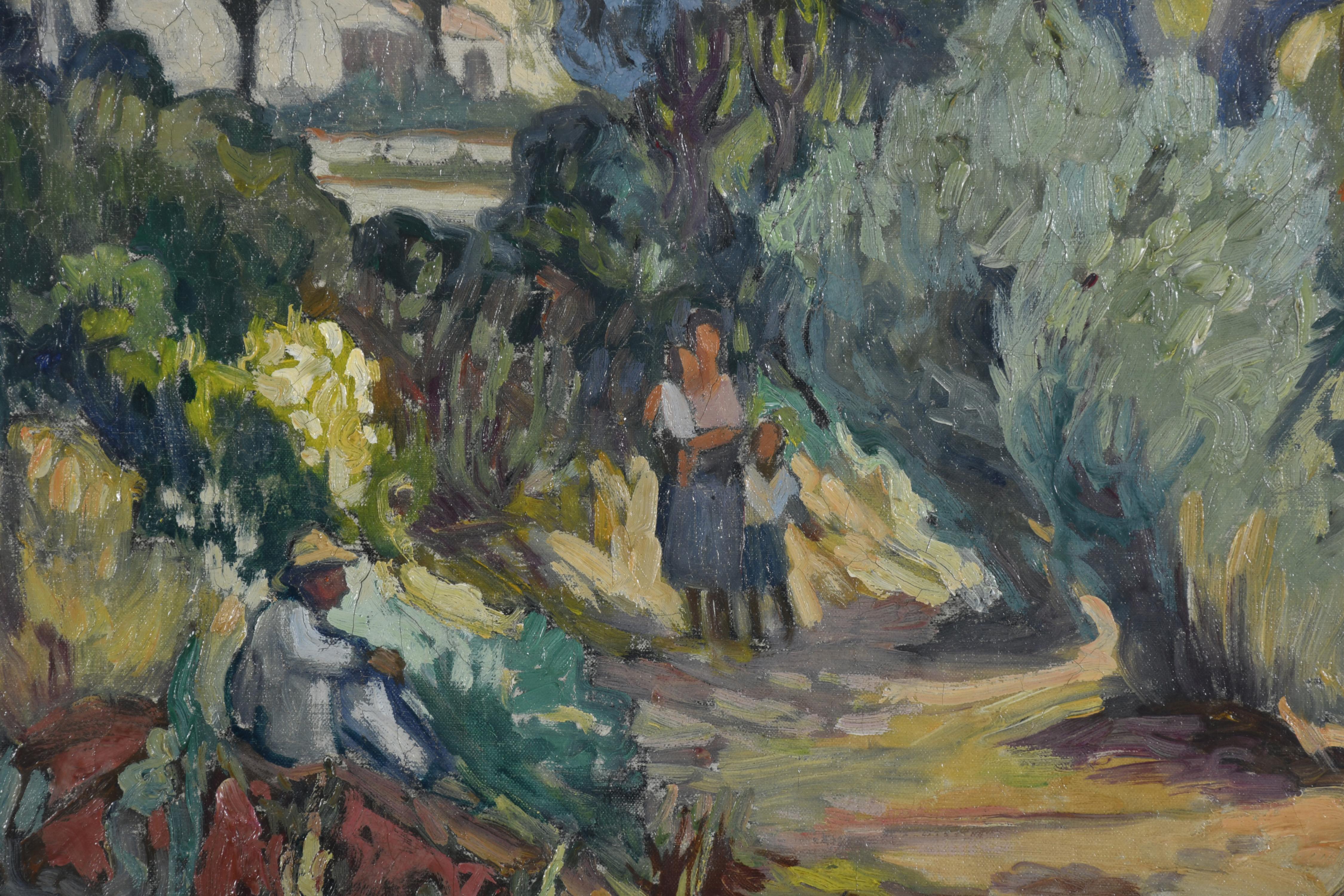 PERE CREIXAMS PICO (1893-1965). "Paisaje con figuras".