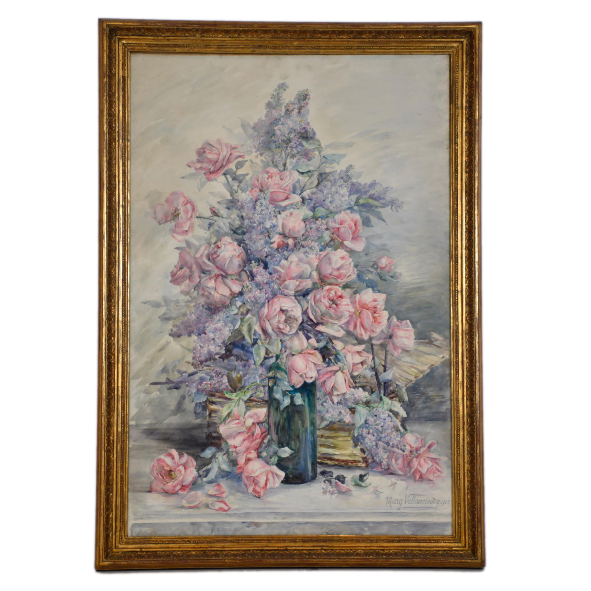  MARGUERITE VALLANCIENNE (XIX-XX).  “Bodegón de rosas”, 190