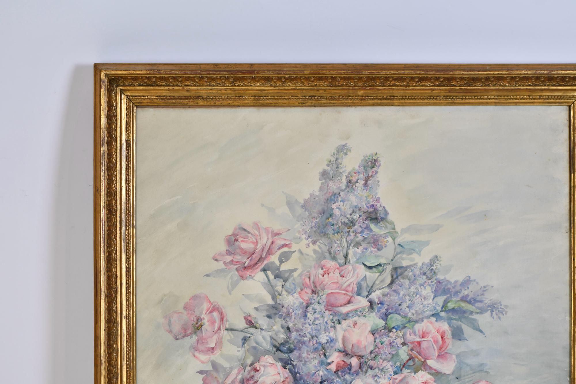  MARGUERITE VALLANCIENNE (XIX-XX).  “Bodegón de rosas”, 190