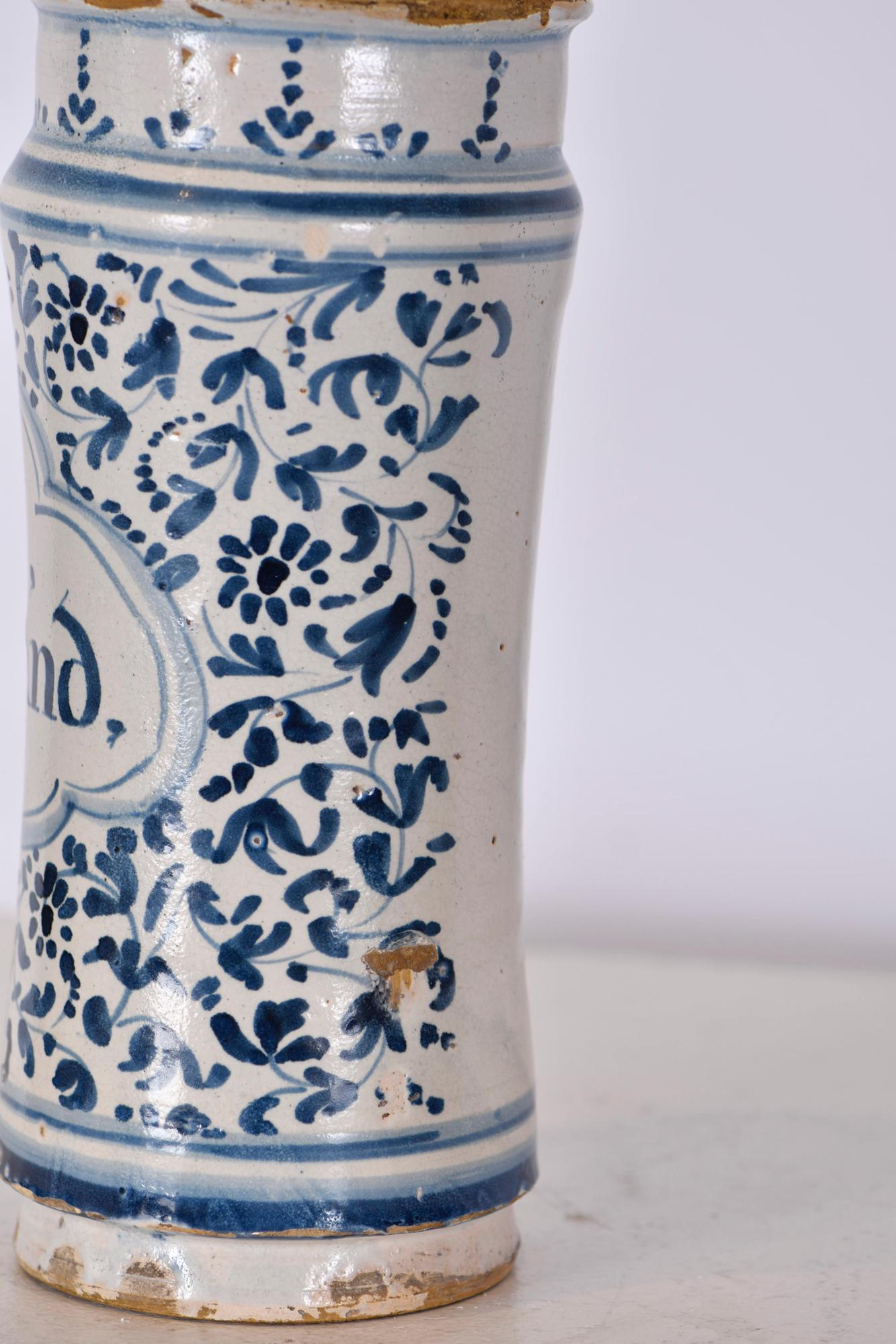 Albarelo de farmacia catalan, siglo XVIII.