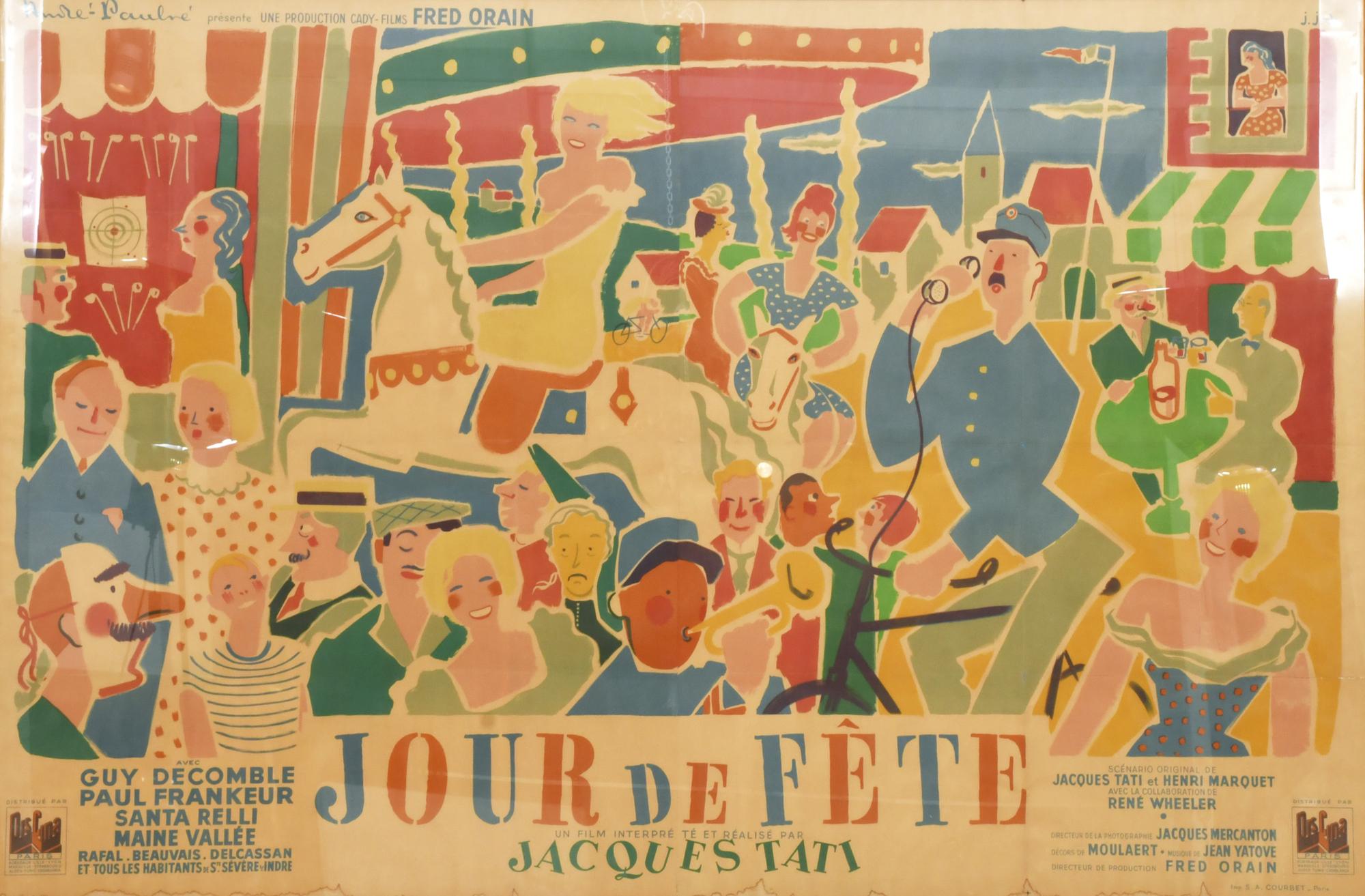 Cartel original para la película "Jour de Fête", 1949. Diri