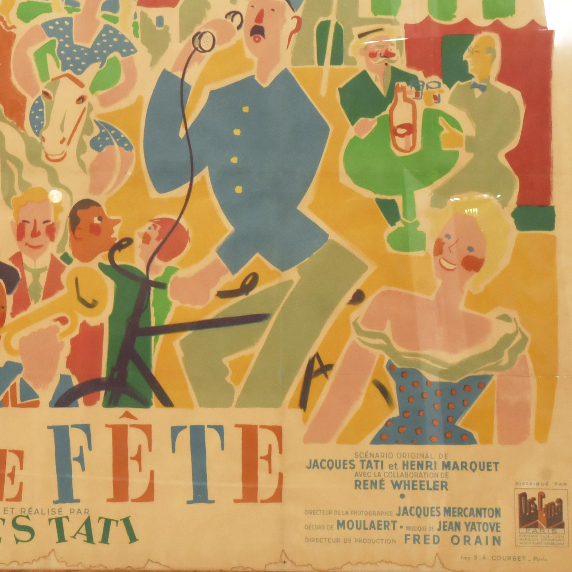 Cartel original para la película "Jour de Fête", 1949. Diri