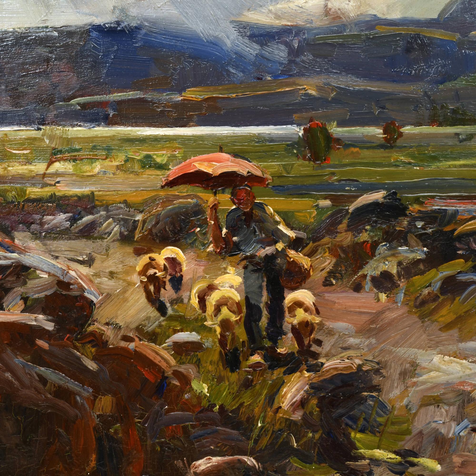 JOSEP SERRASANTA (1916-1998). "Paisaje con pastor  y ovejas