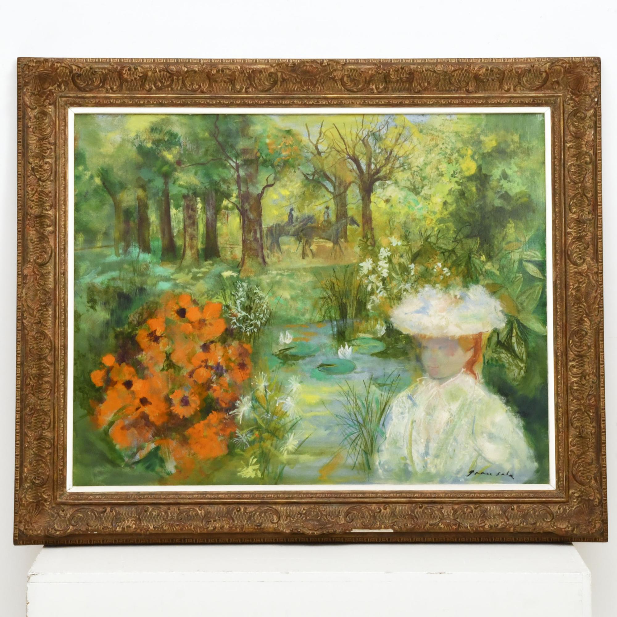 EMILI GRAU-SALA (1911-1975). "Joven de blanco junto al esta