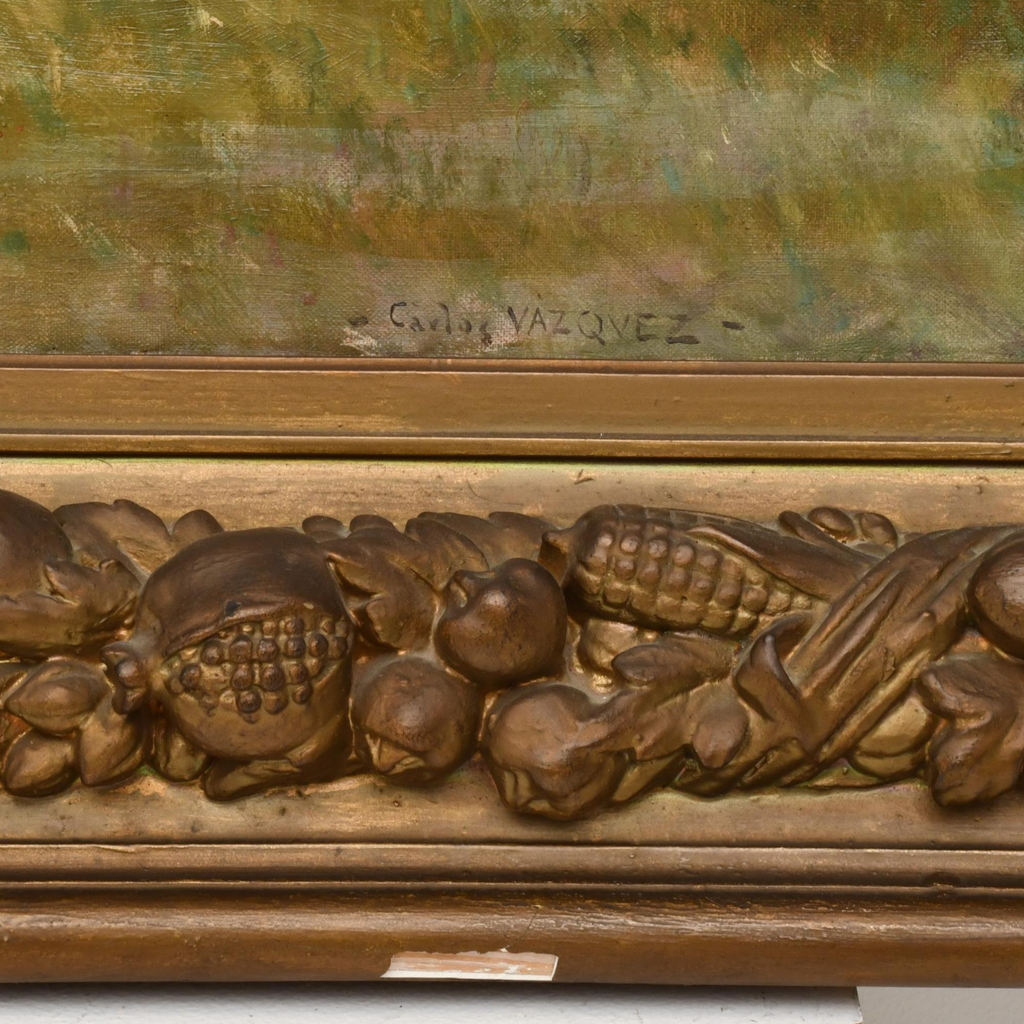 CARLOS VÁZQUEZ (1869-1944) "Estanque con niñas".