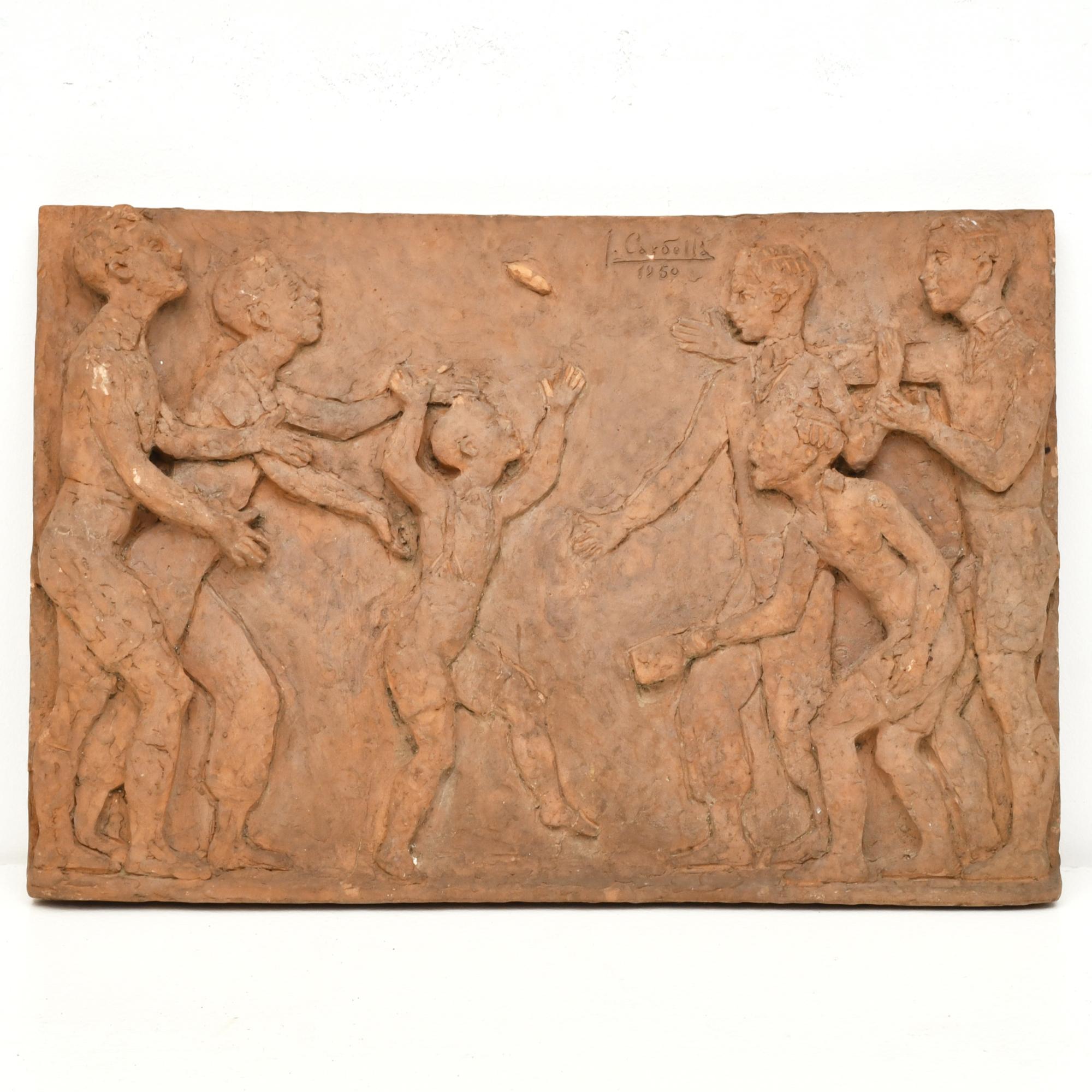 J. CARDELLÀ 1949, relieves. Alegoria al deporte.