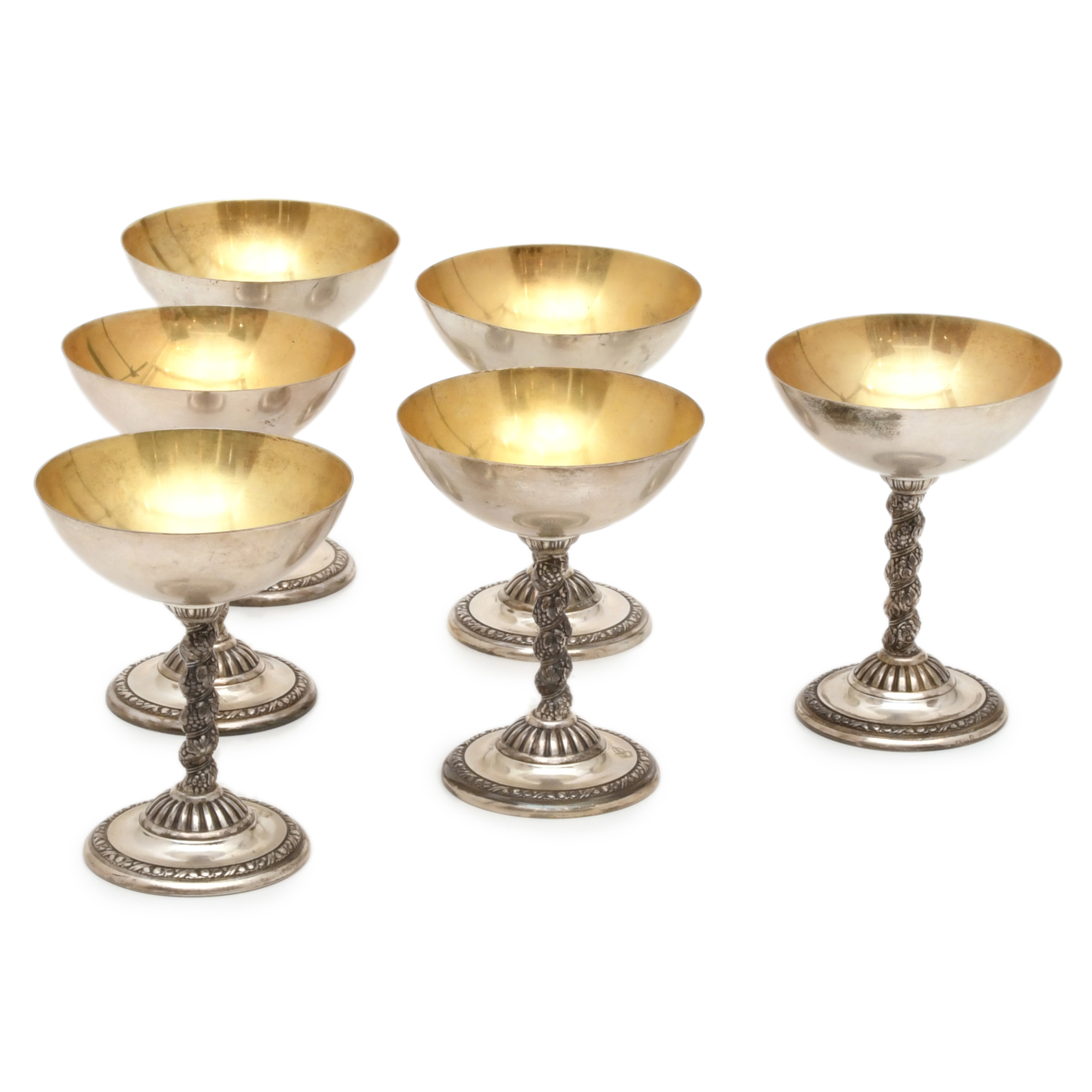 Conjunto de 6 copas, siglo XX.