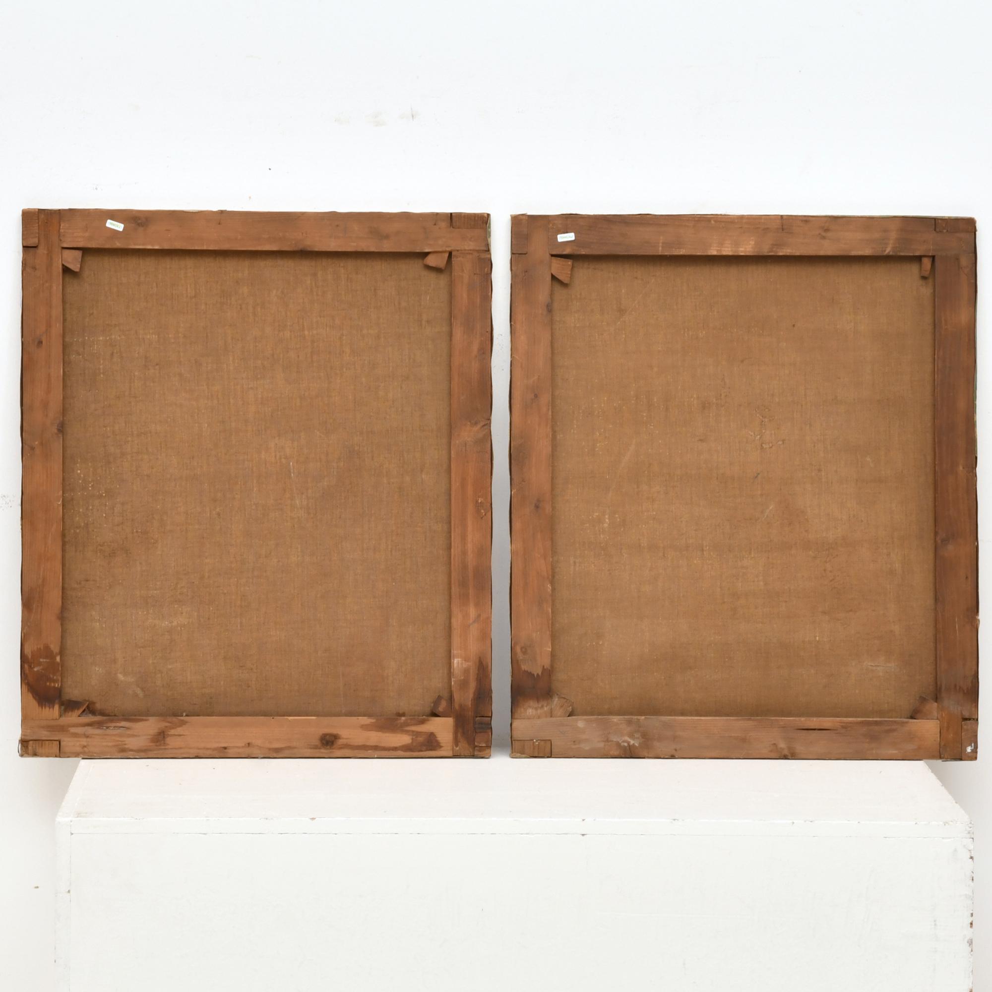 ESCUELA ESPAÑOLA, PPS. SIGLO XX. Pareja de retratos de matr