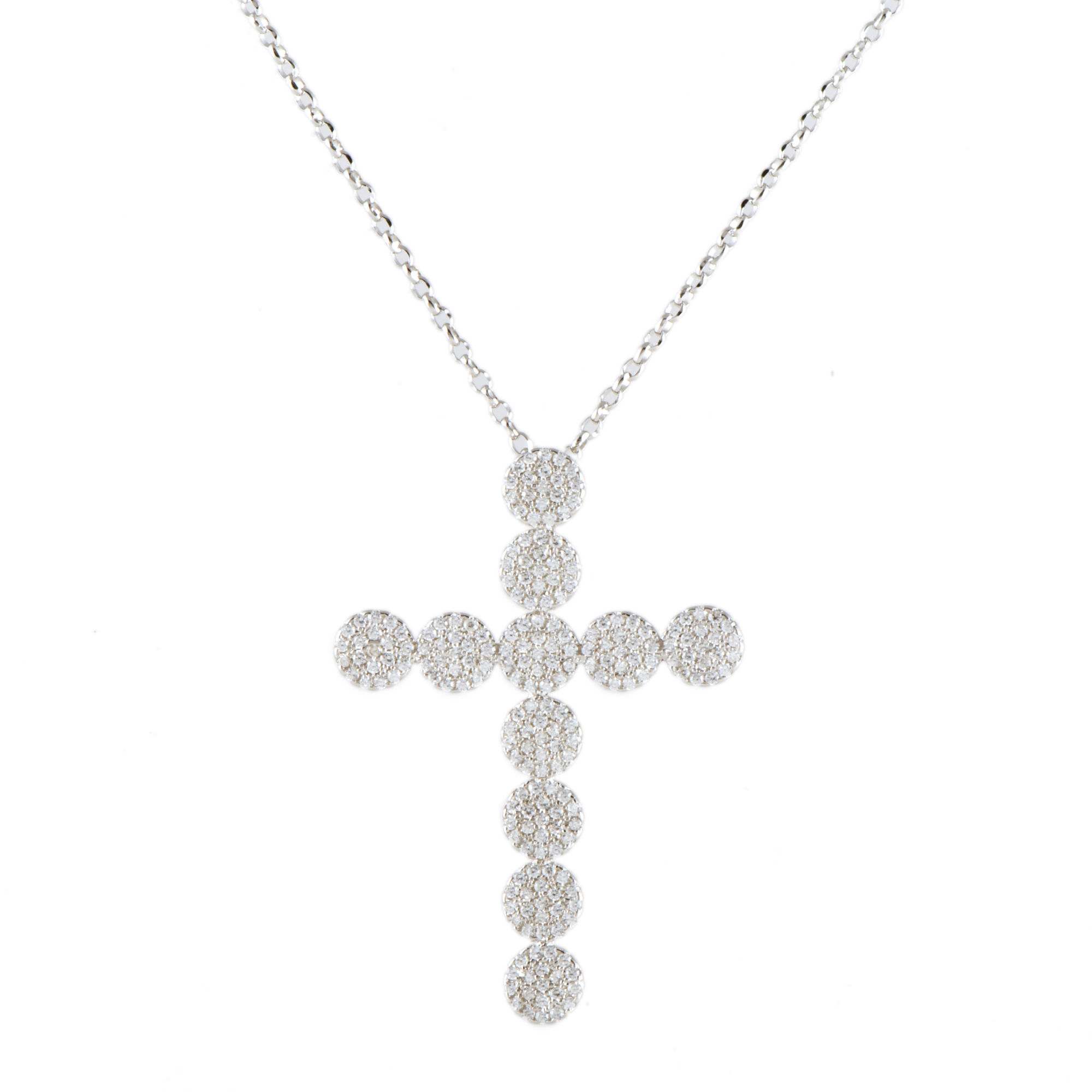 Collar con cruz colgante con circonitas.