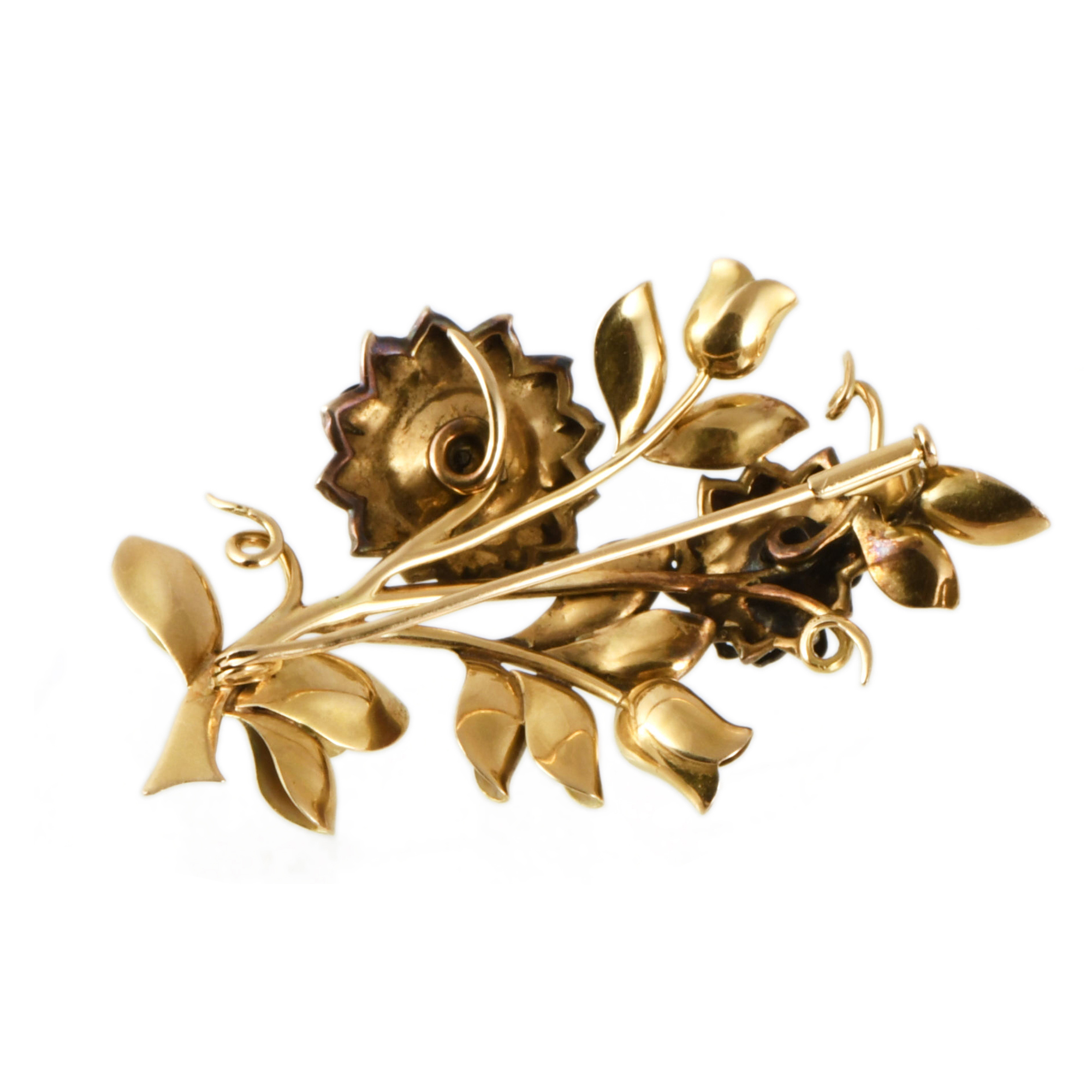 Broche años 50 estilo modernista, en forma floral con diama