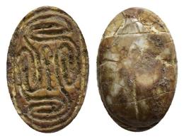 EGIPTO. Escarabeo. Fayenza. 13 mm. II Período Intermedio. Mustaki Collection.