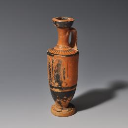 GRECIA ANTIGUA. Ática. Lekythos con decoración geométrica y vegetal (s. IV a.C.).